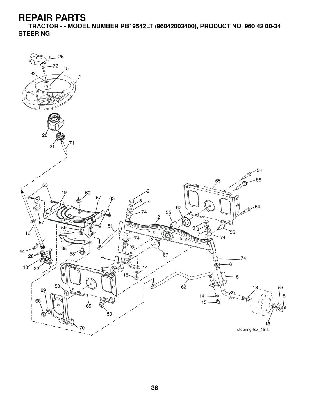 Poulan 96042002400 owner manual Steering 