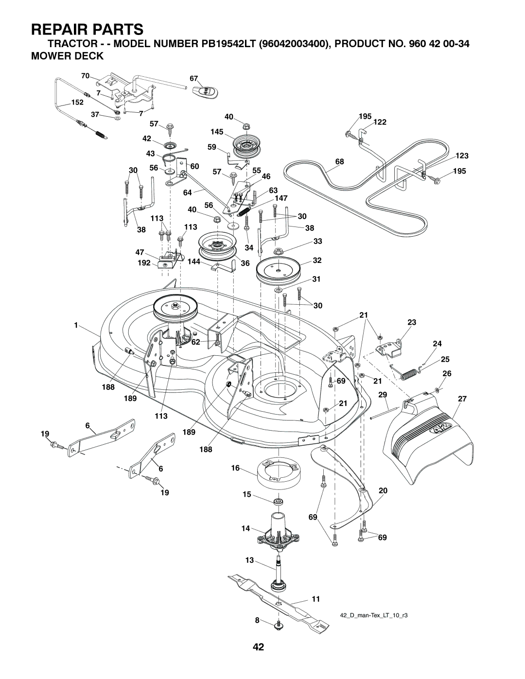 Poulan 96042002400 owner manual Mower Deck 