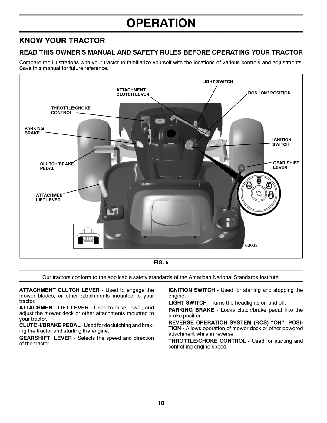 Poulan 96042002400 owner manual Know Your Tractor, Operation 