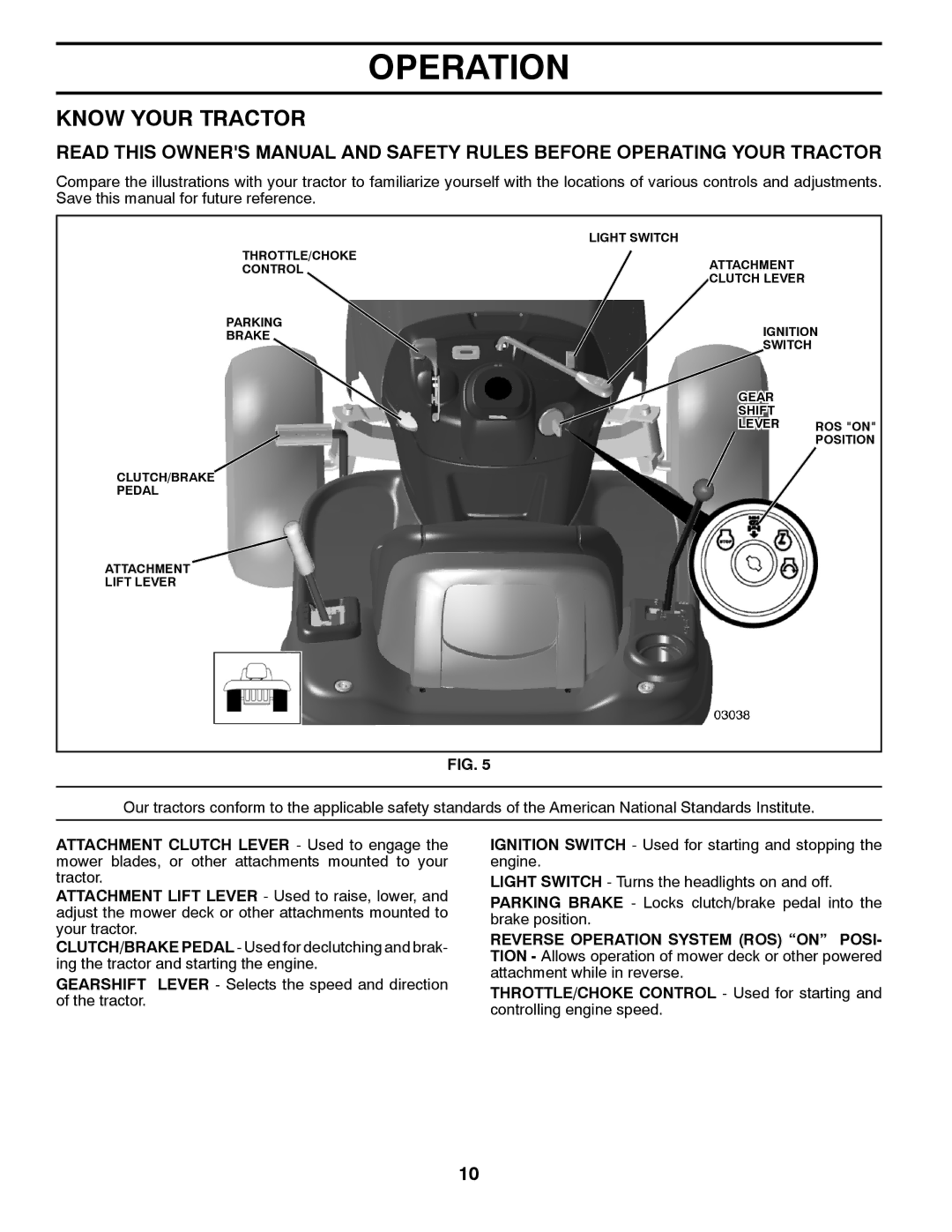 Poulan 96042003401, 413420 owner manual Know Your Tractor 