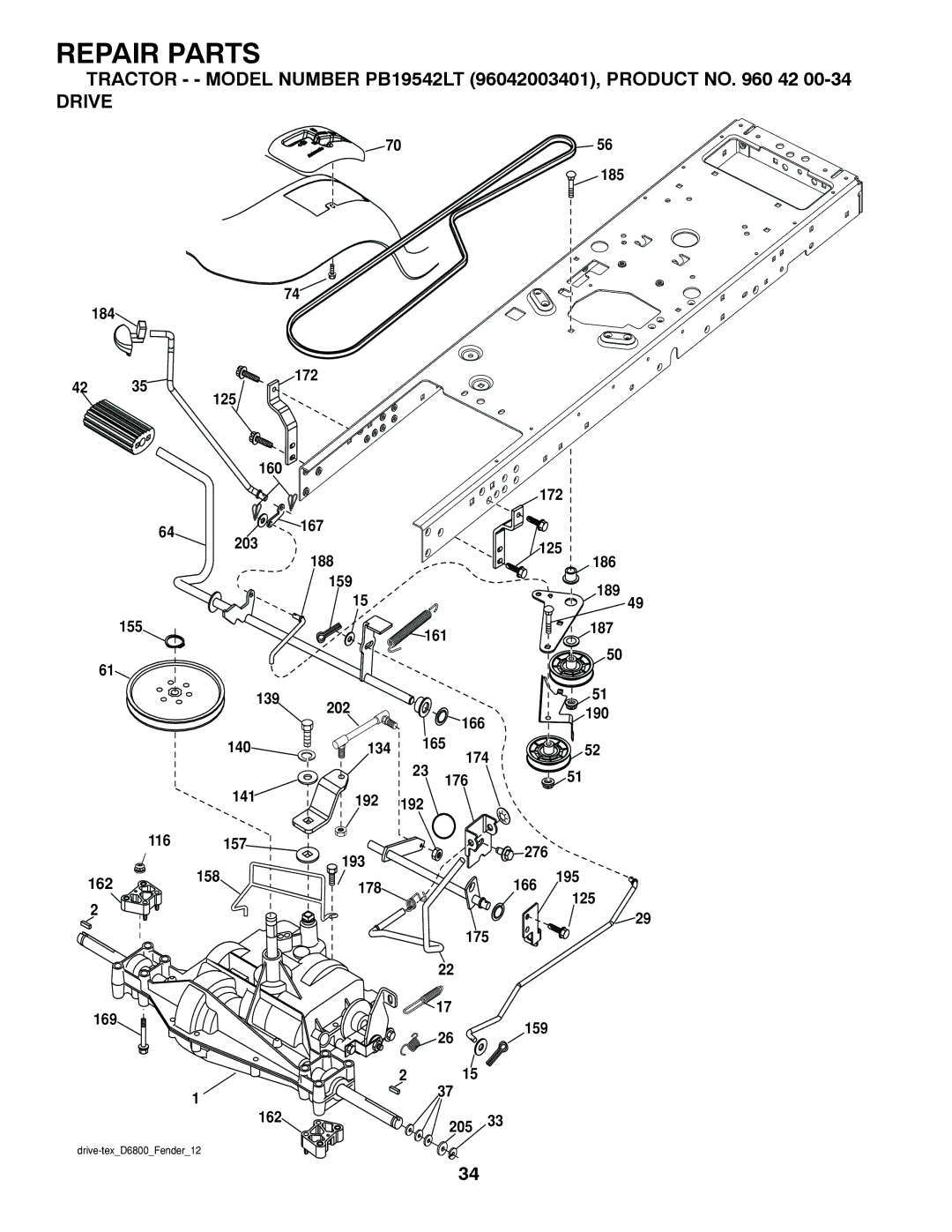 Poulan 96042003401, 413420 owner manual Drive 