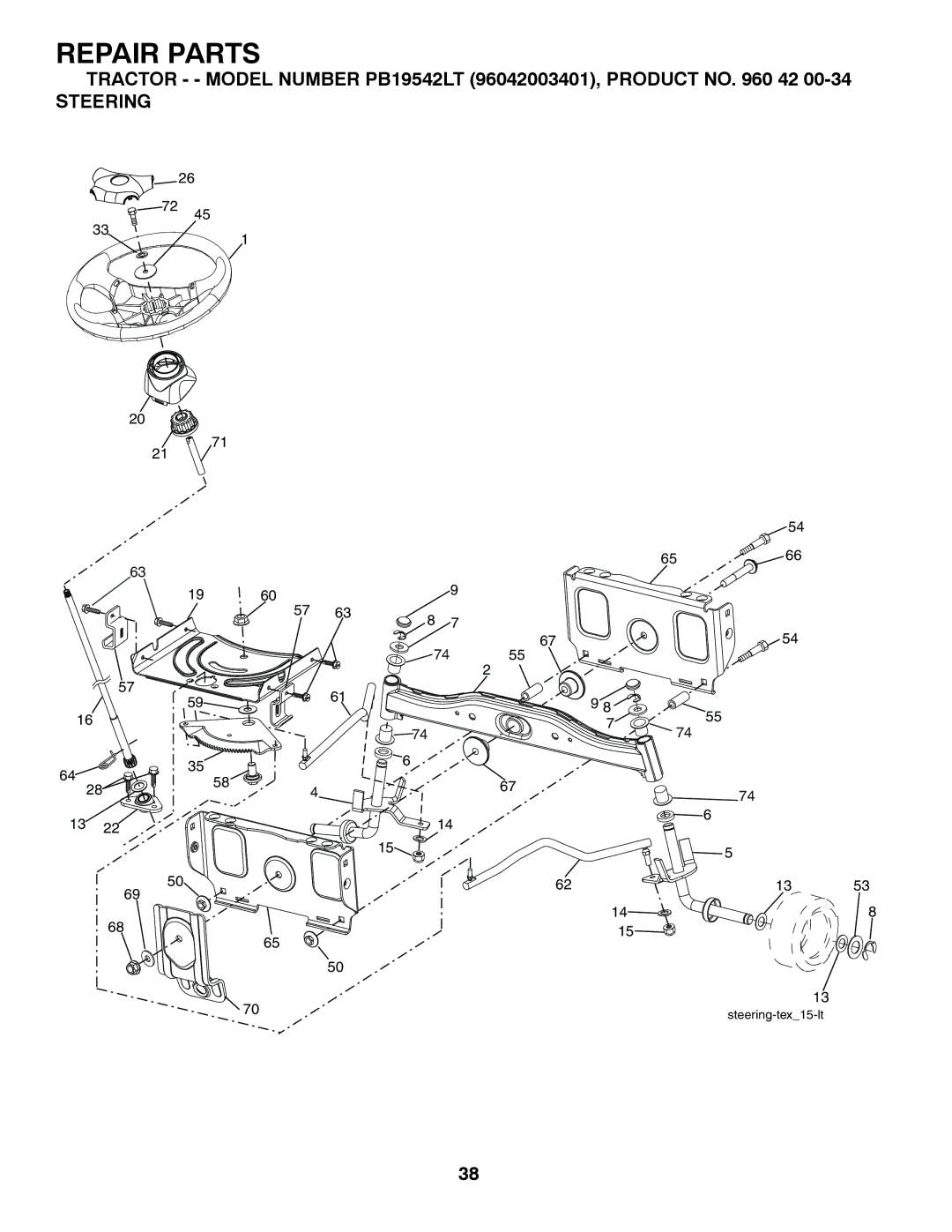 Poulan 96042003401, 413420 owner manual Steering 