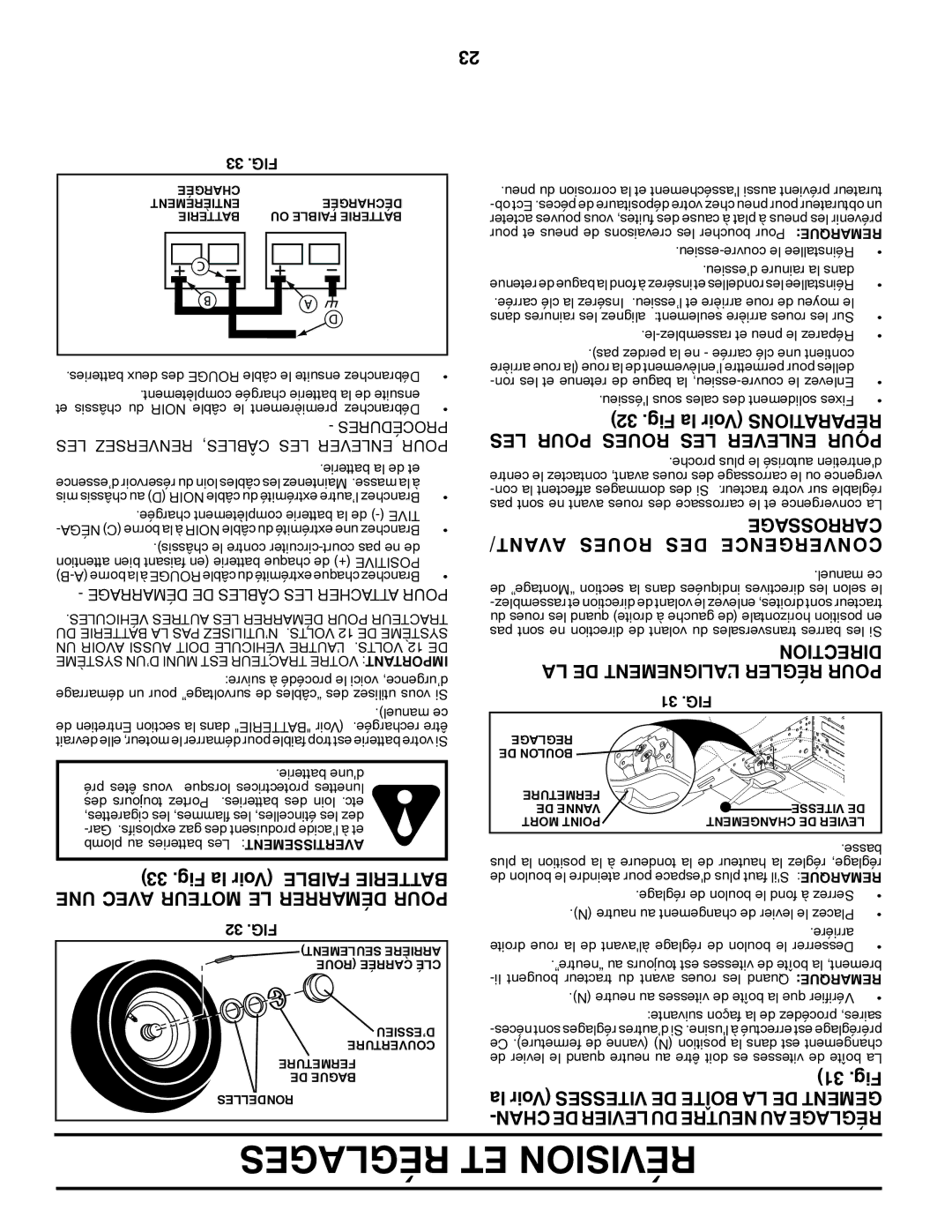 Poulan 96042003402 Fig la Voir Tionsraparé LES Pour Roues LES Enlever Pour, Carrossage, AVANT/ Roues DES Convergence 