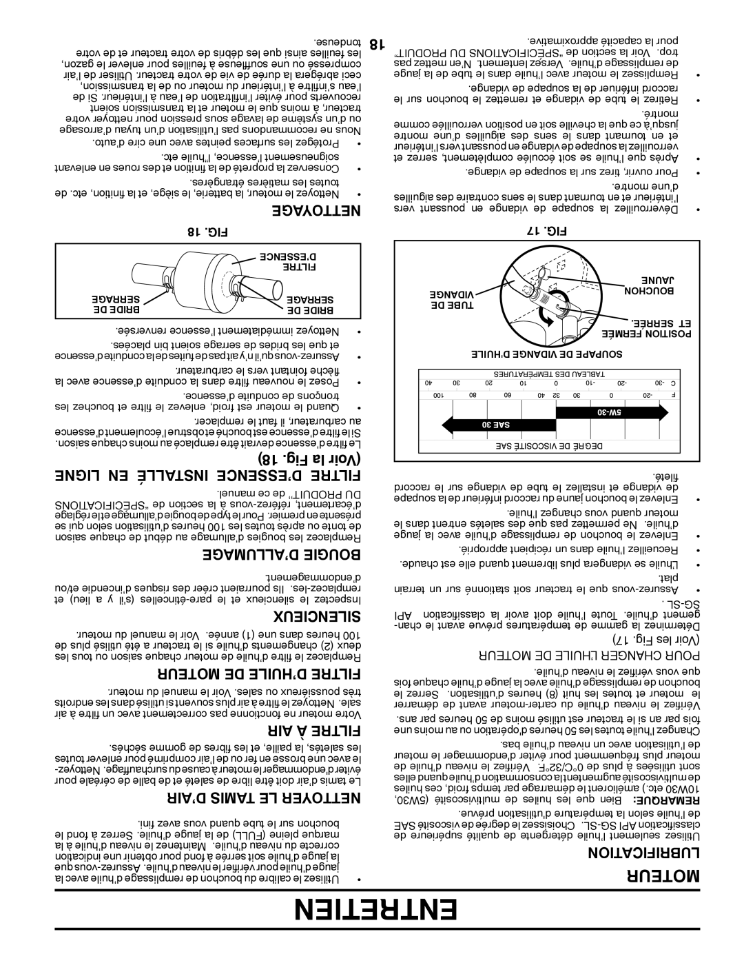 Poulan 419055, 96042003402 owner manual Entretien 