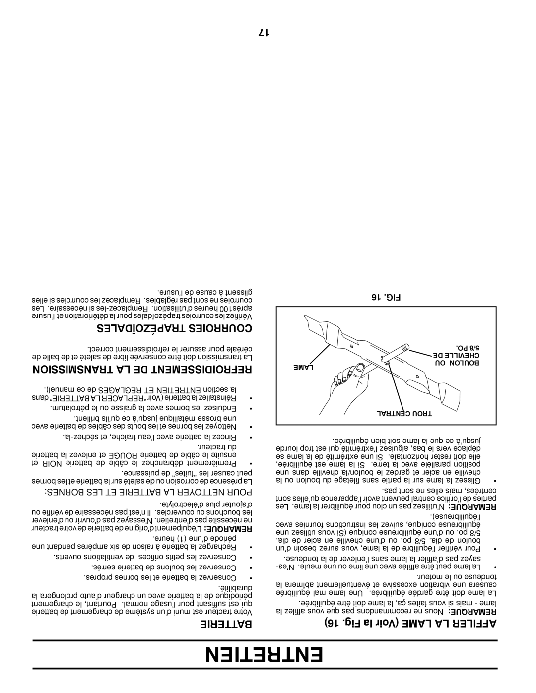 Poulan 96042003402 Transmission LA DE Refroidissement, Fig la Voir Lame LA Affiler, Trapézoïdales Courroies, 16 .FIG 