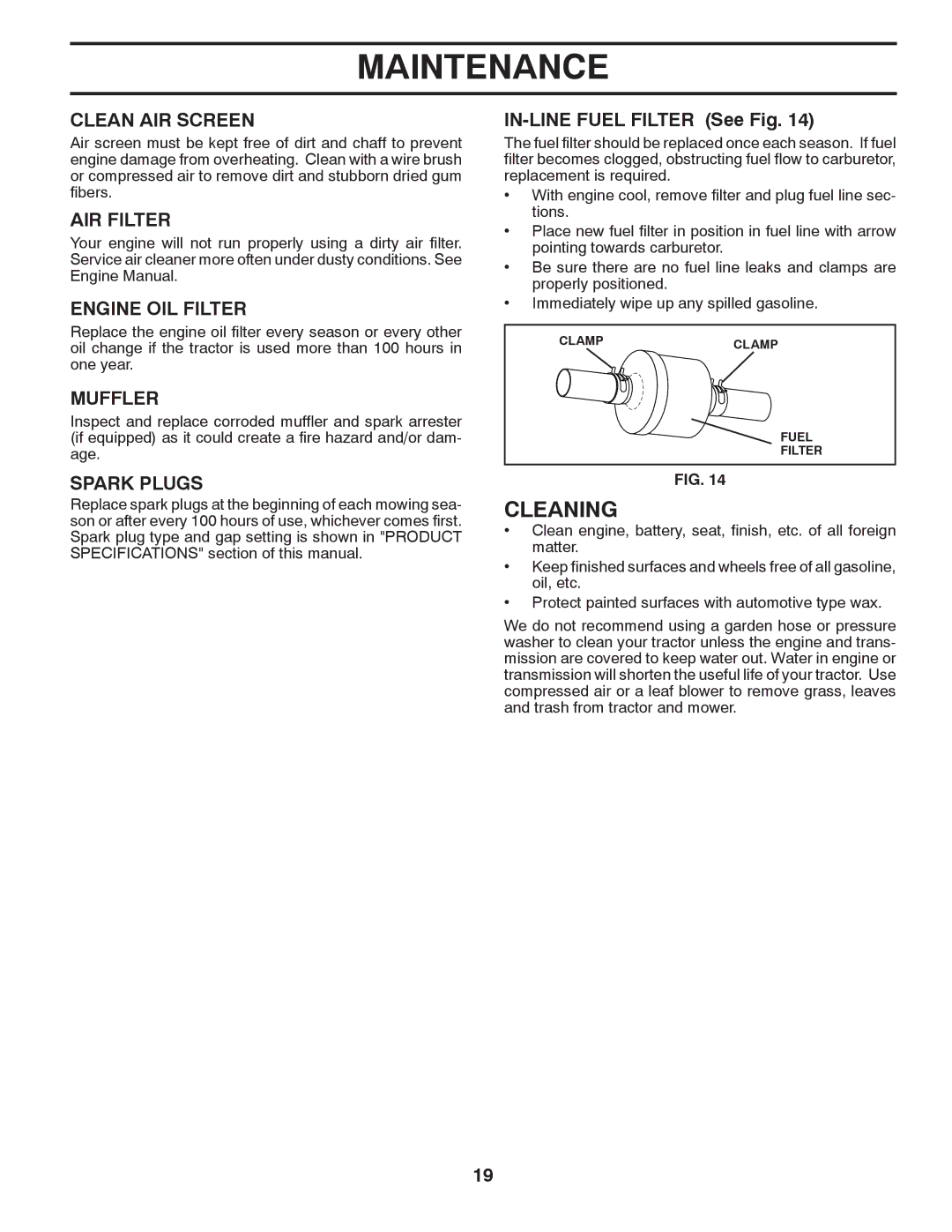 Poulan 413437, 96042003501 manual Cleaning 