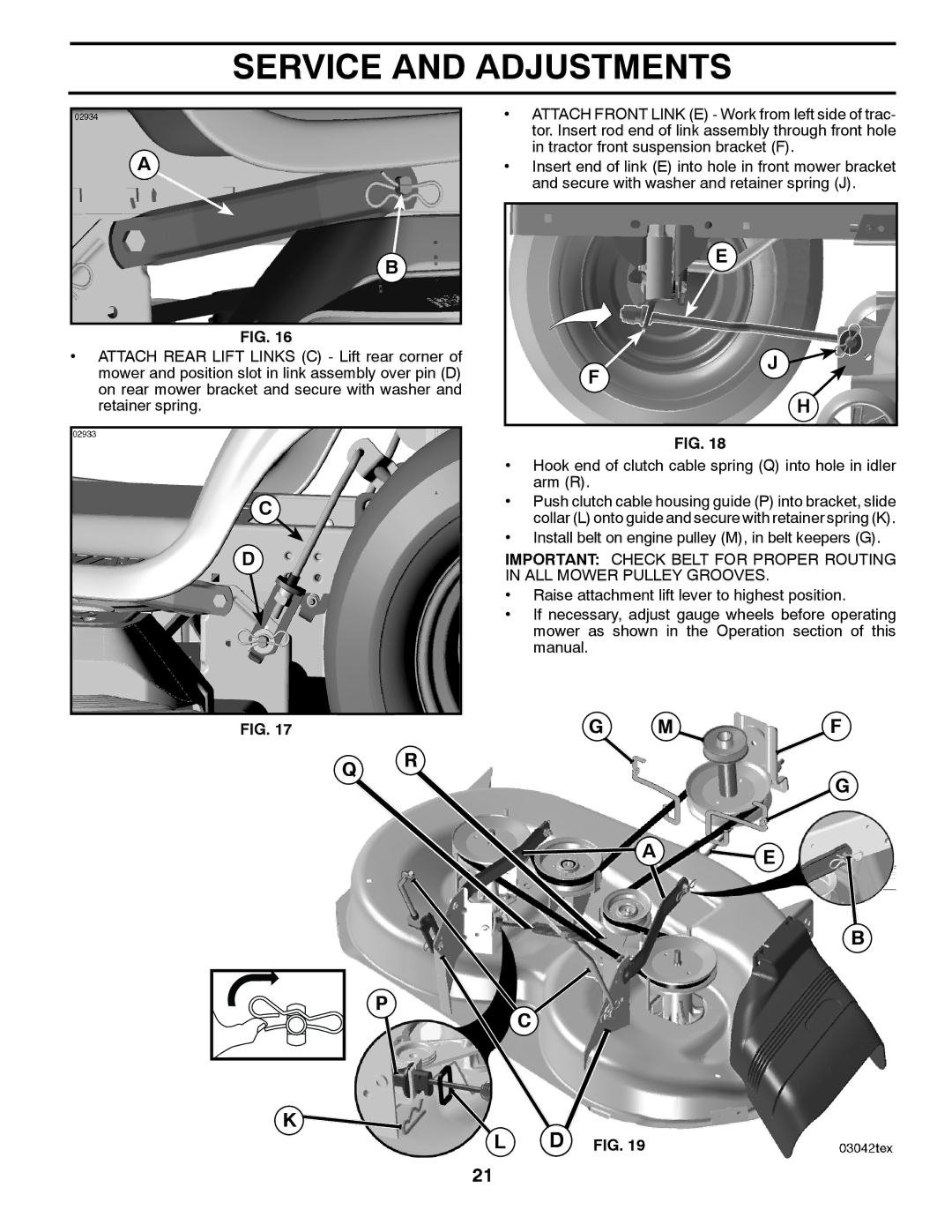 Poulan 413437, 96042003501 manual Install belt on engine pulley M, in belt keepers G 