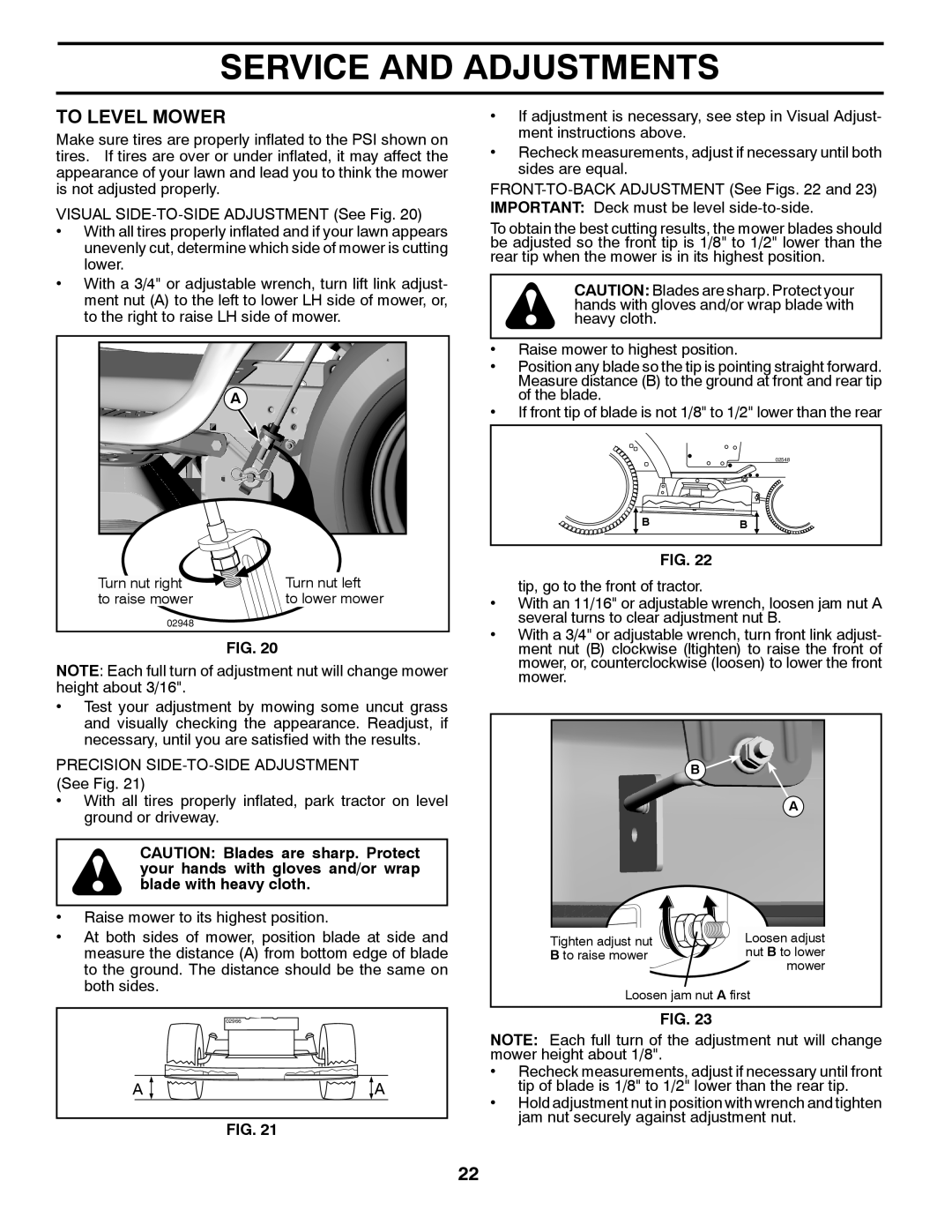 Poulan 96042003501, 413437 manual To Level Mower 