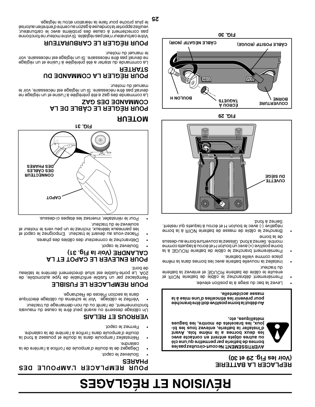 Poulan 96042003501, 413437 manual Réglages ET Révision, Moteur 