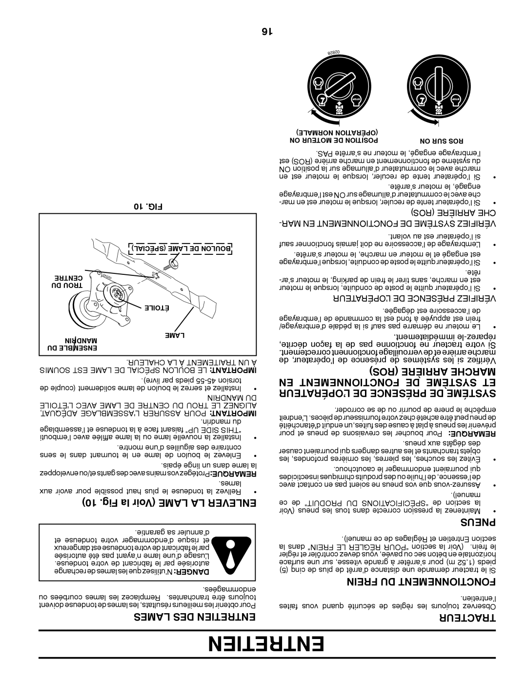 Poulan 413437, 96042003501 manual Fig la Voir Lame LA Enlever, Lames DES Entretien, EN Fonctionnement DE Système ET 