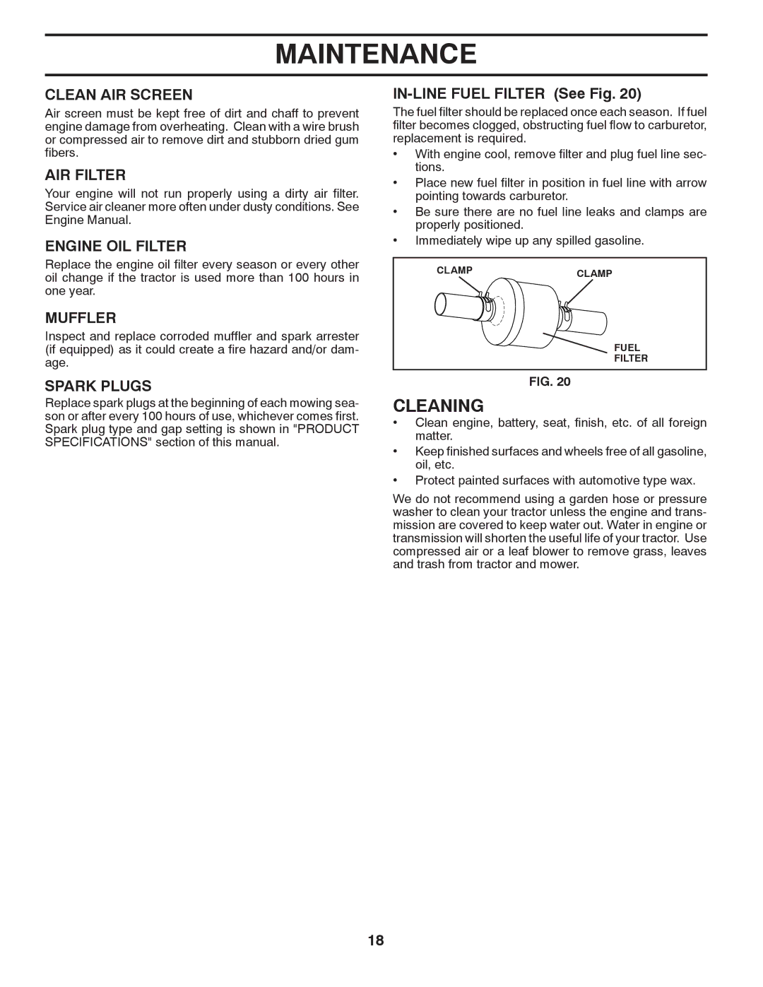 Poulan 96042003503 manual Cleaning 