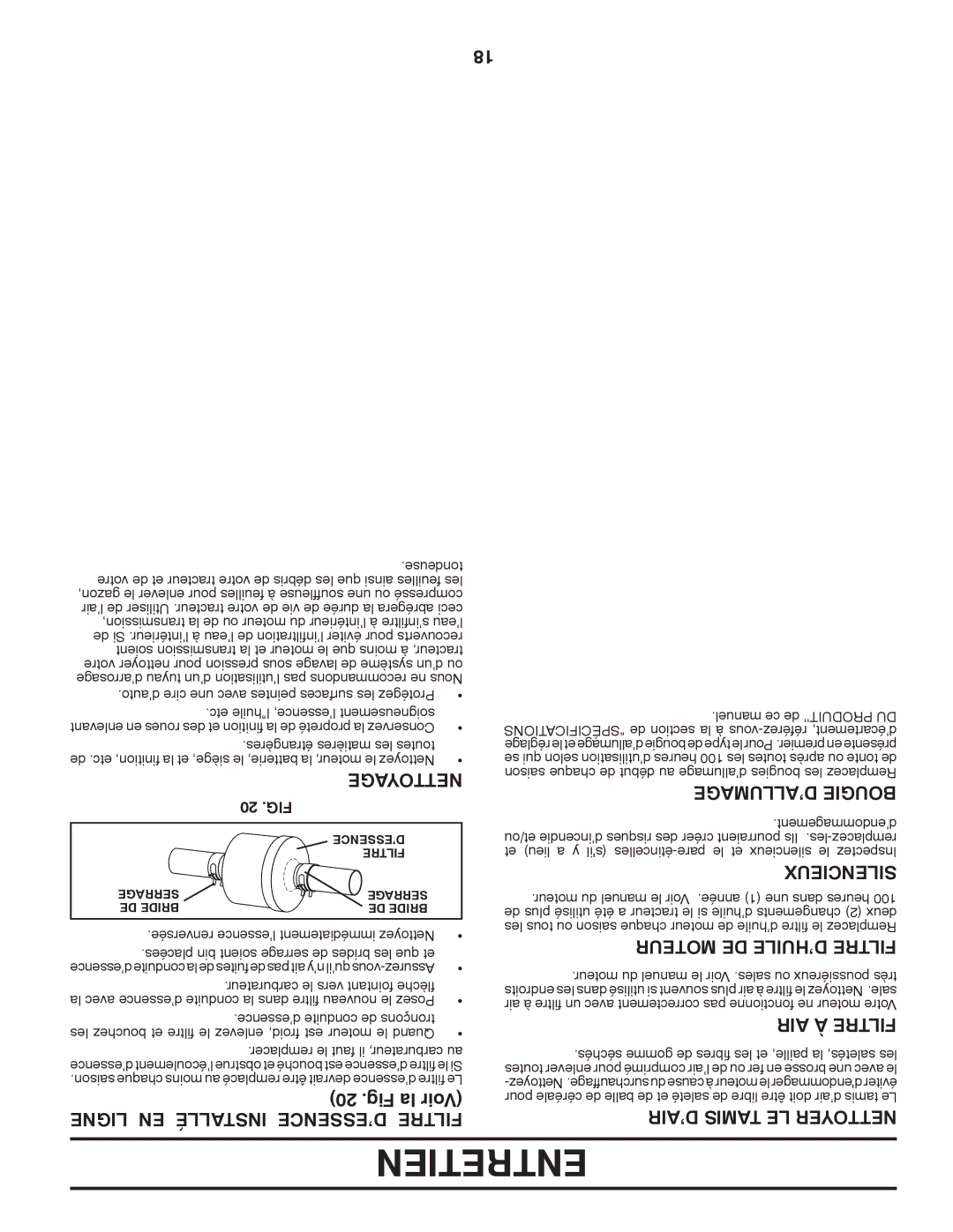 Poulan 96042003503 manual Entretien 