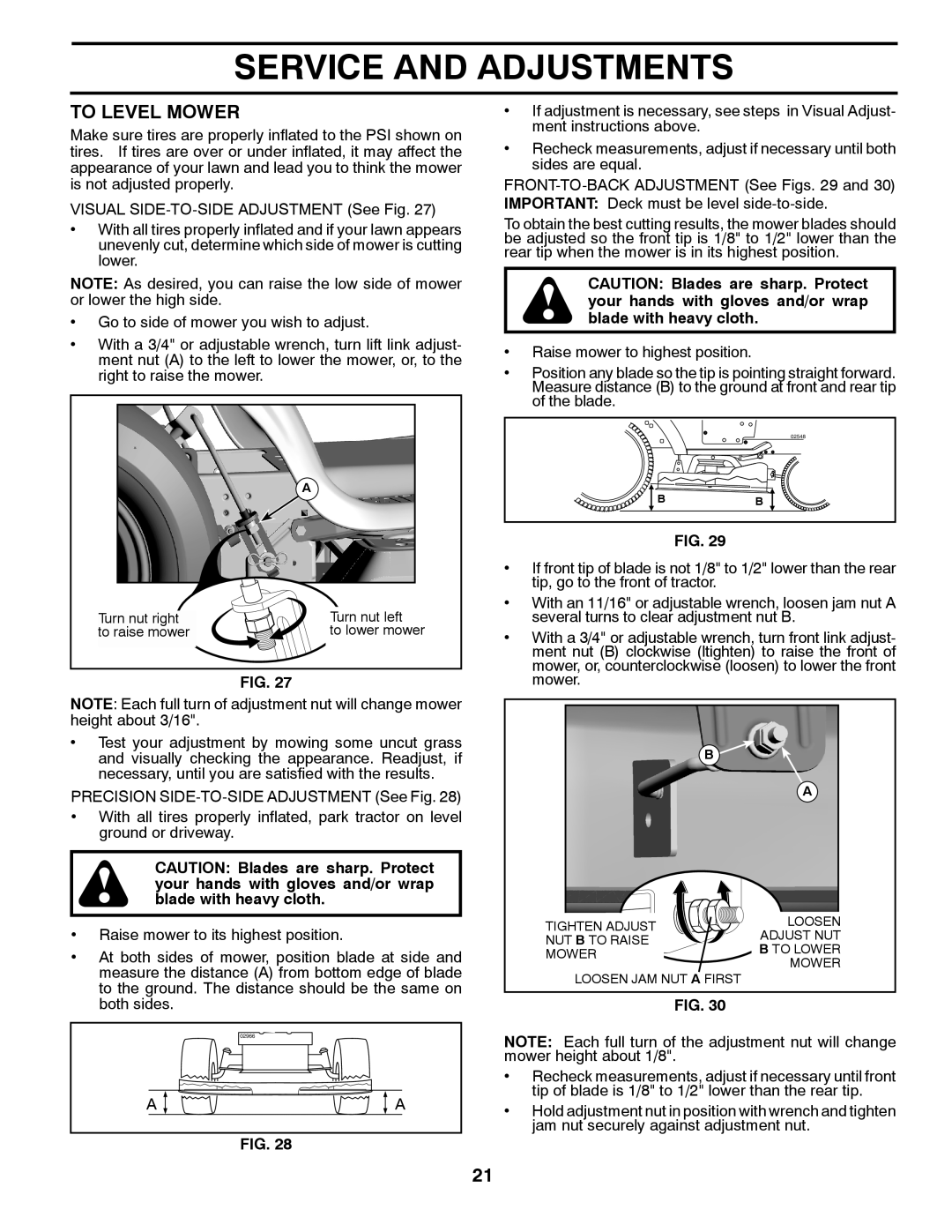 Poulan 96042003505 manual To Level Mower 