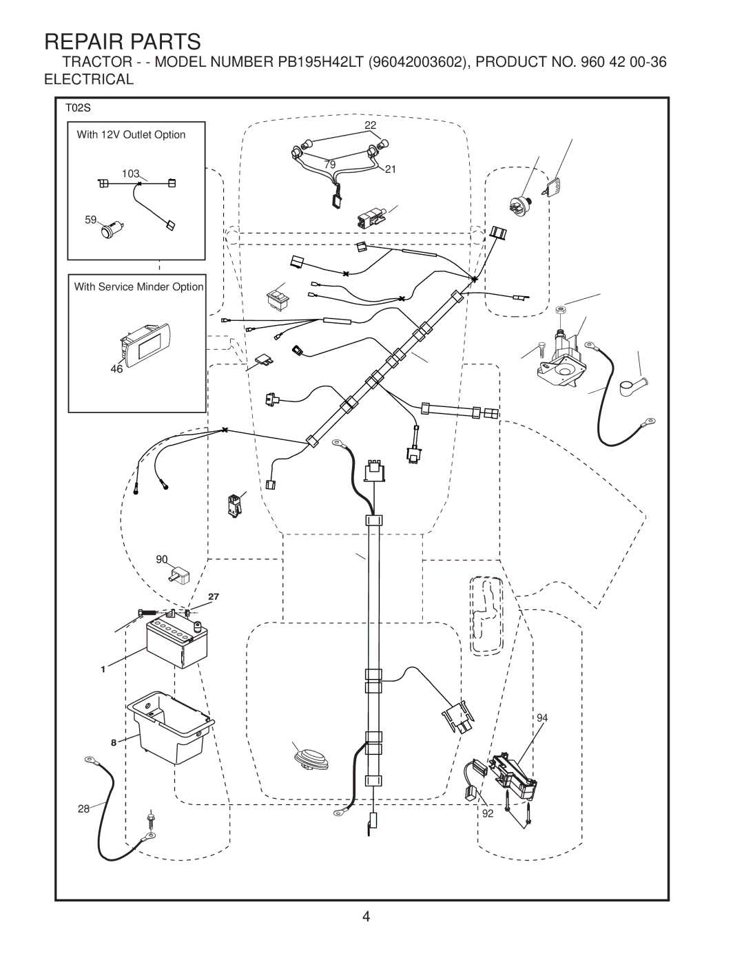 Poulan 96042003602 manual Electrical 