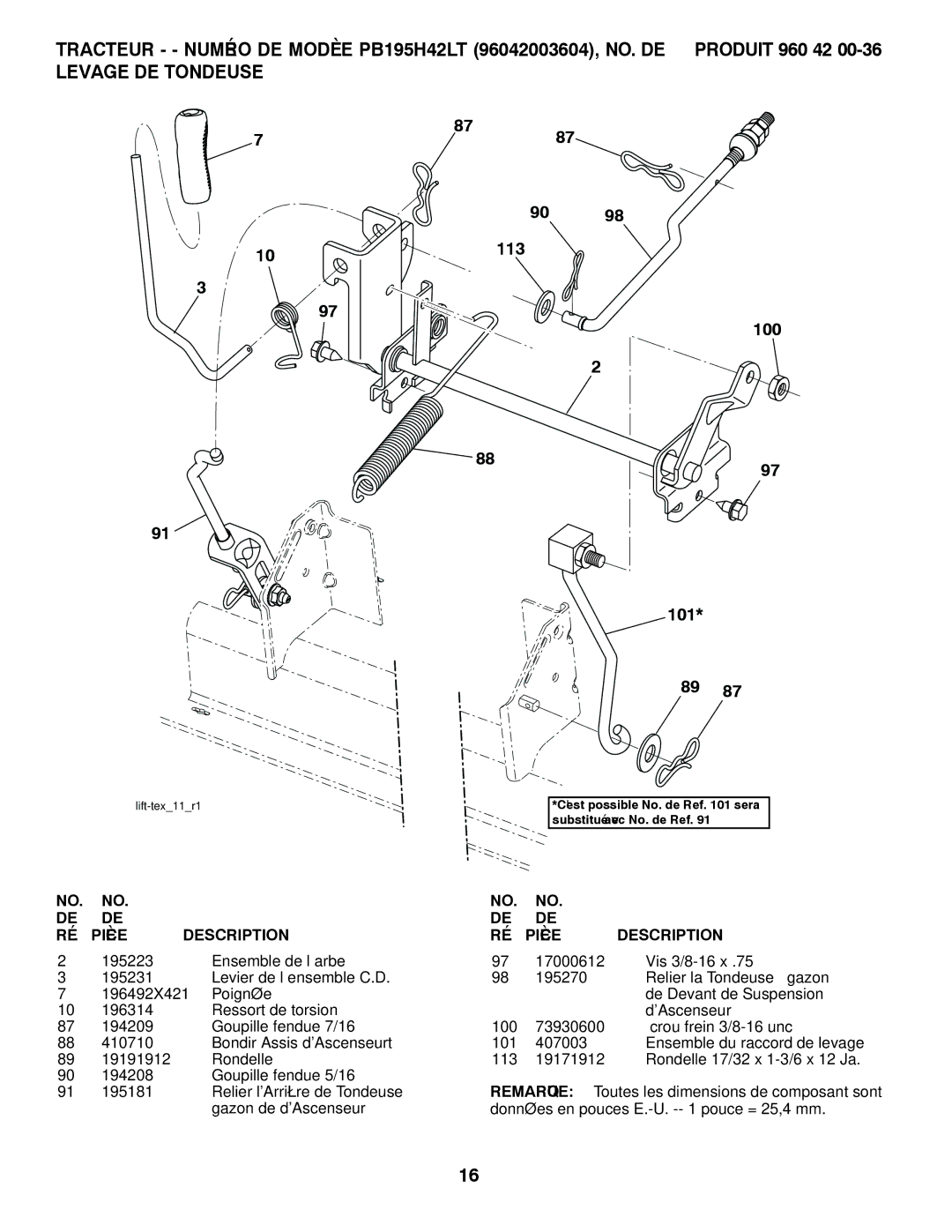 Poulan 426140, 96042003603 manual 101 