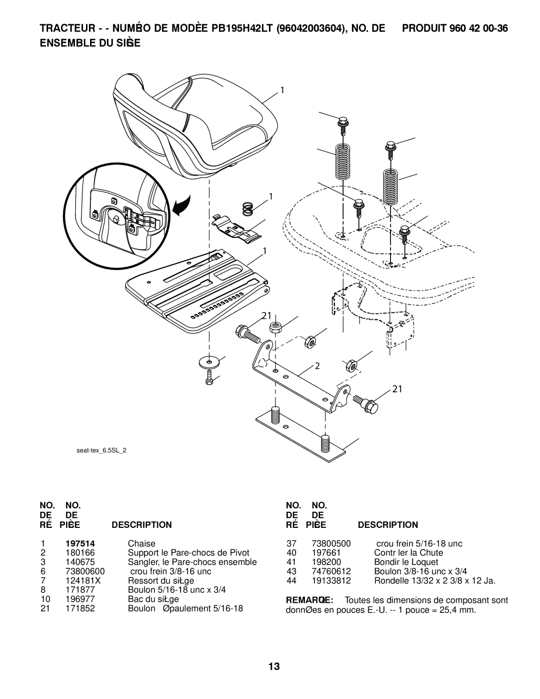 Poulan 96042003603, 426140 manual 25SL.6tex-seat 