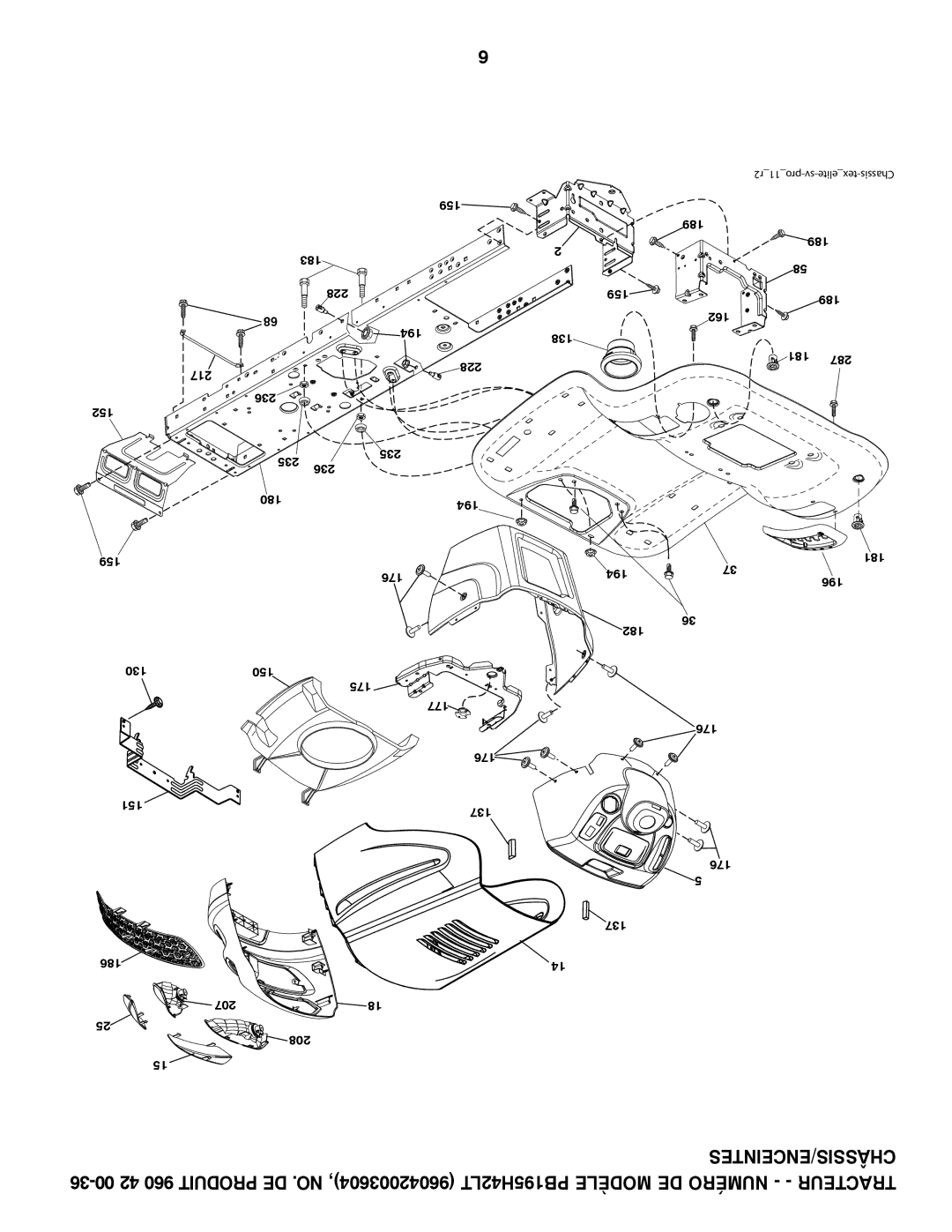 Poulan 426140, 96042003603 manual R211pro-sv-elitetex-Chassis 