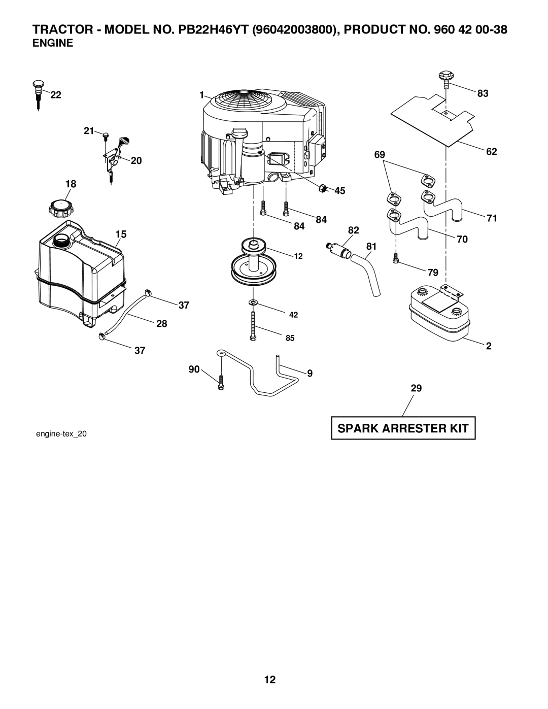 Poulan 96042003800 manual Engine 