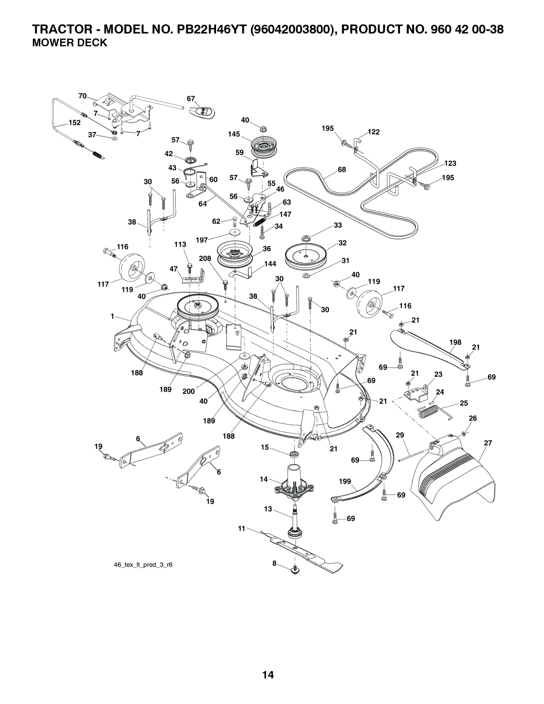 Poulan 96042003800 manual Mower Deck 