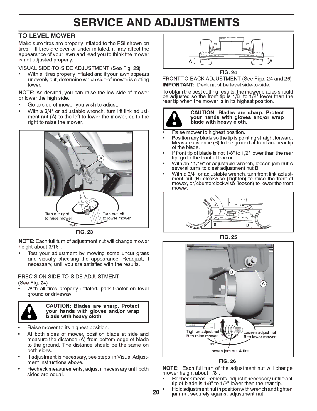 Poulan 96042003801 manual To Level Mower 