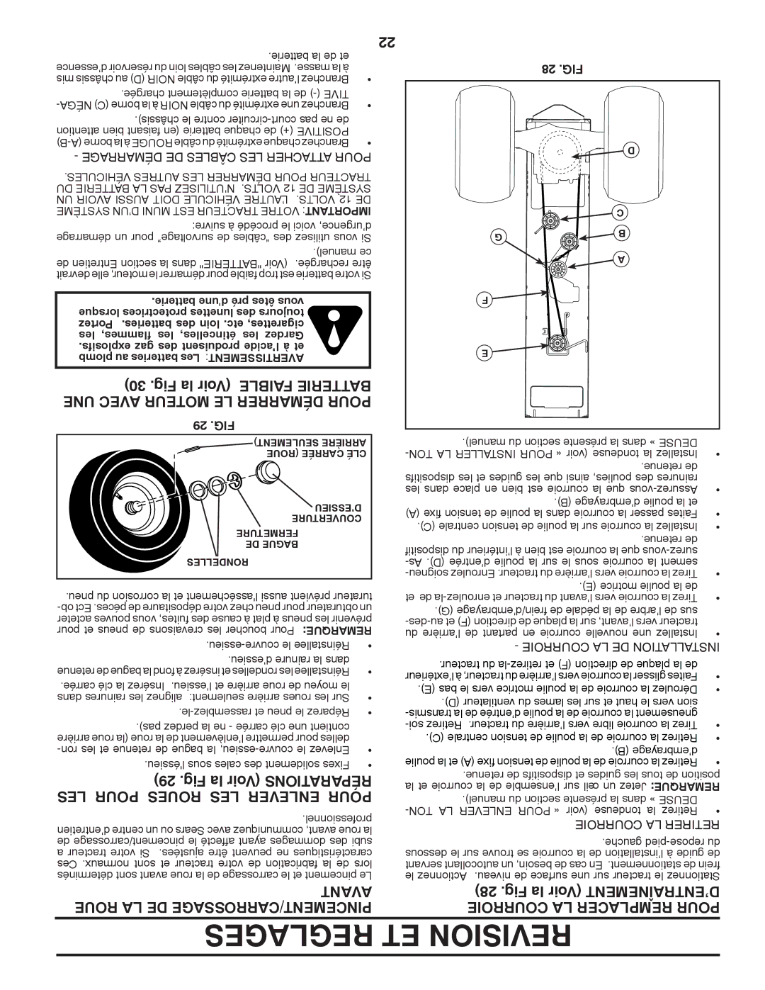 Poulan 96042003801 Fig la Voir Tionsraparé LES Pour Roues LES Enlever Pour, Avant Roue LA DE PINCEMENT/CARROSSAGE, 29 .FIG 