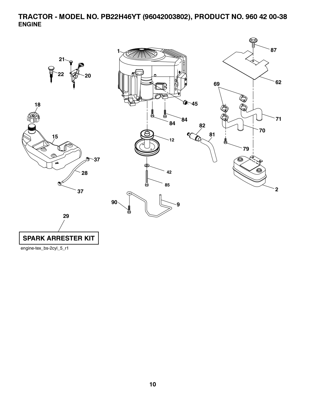 Poulan 96042003802, 960 42 00-38 manual Engine 