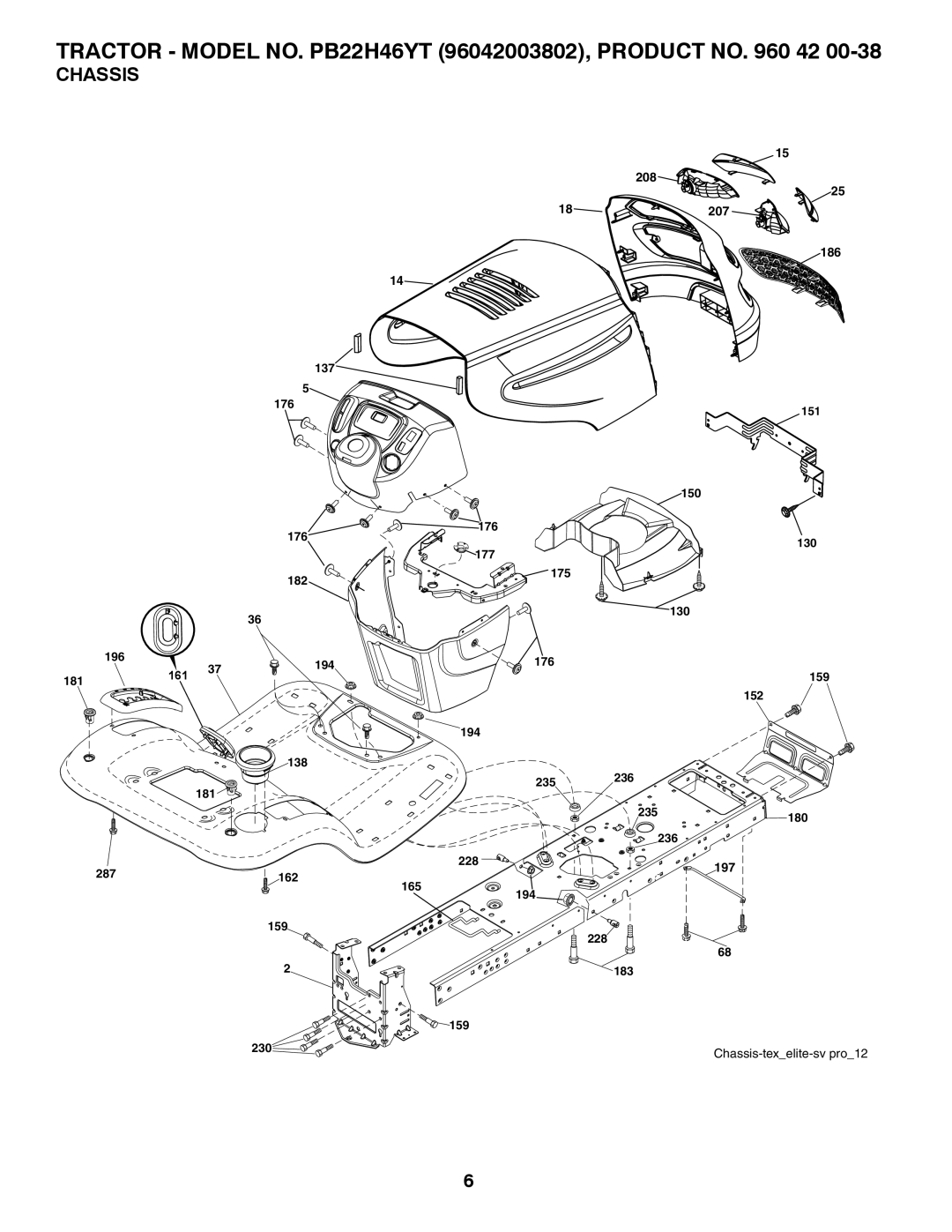 Poulan 96042003802, 960 42 00-38 manual Chassis 