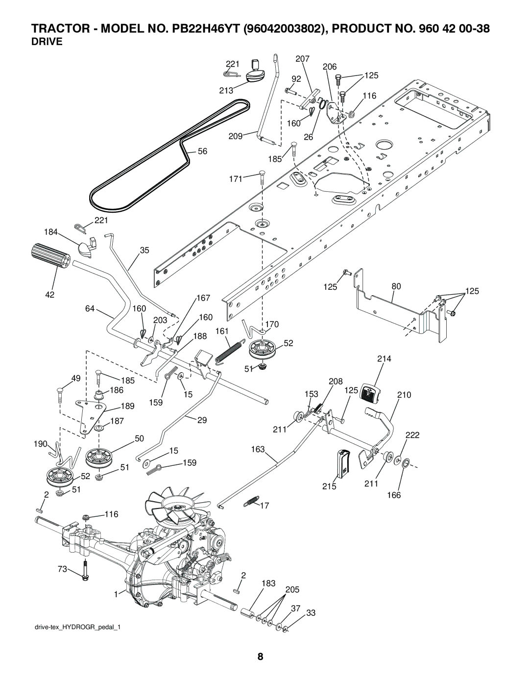 Poulan 96042003802, 960 42 00-38 manual Drive 