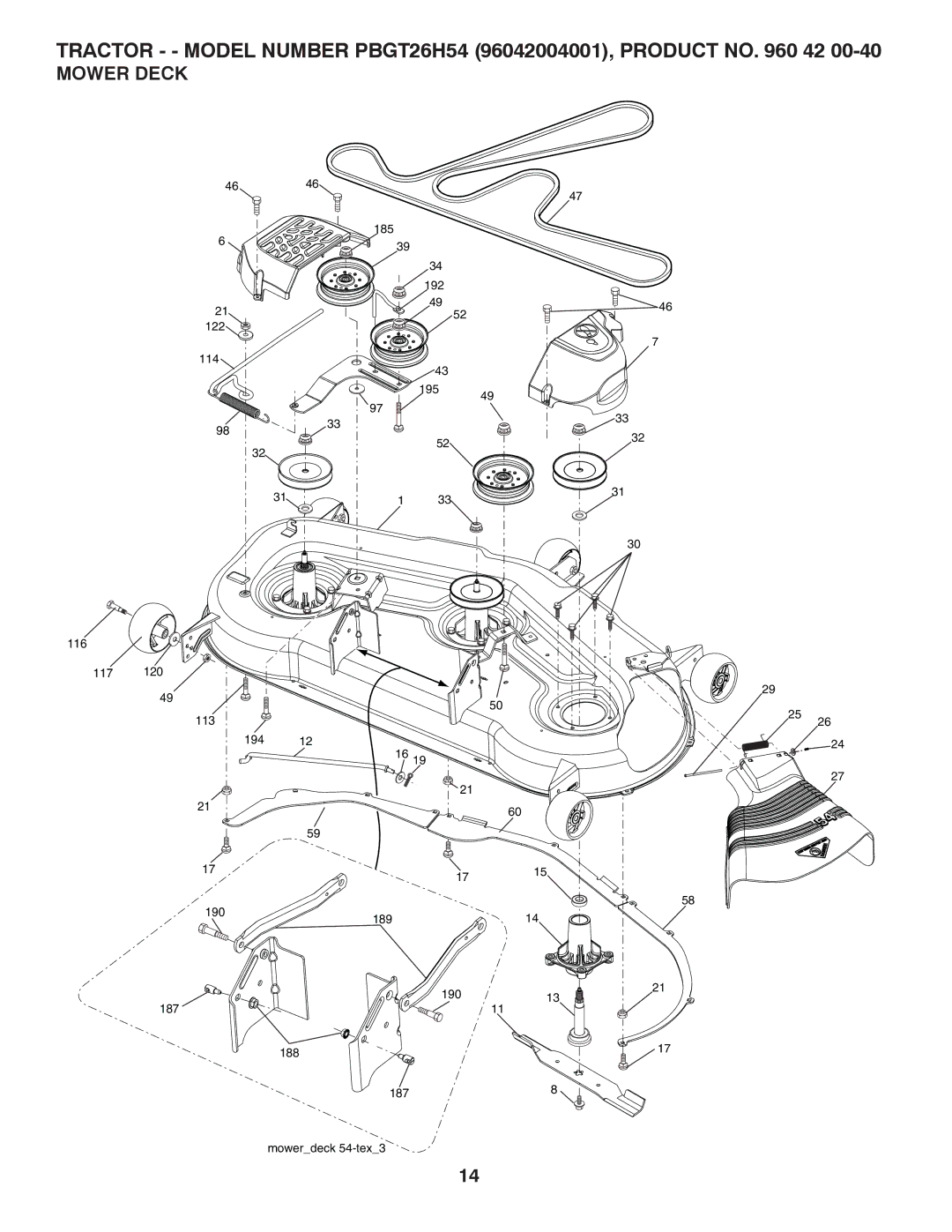 Poulan 96042004001, 960 42 00-40 manual Mower Deck 