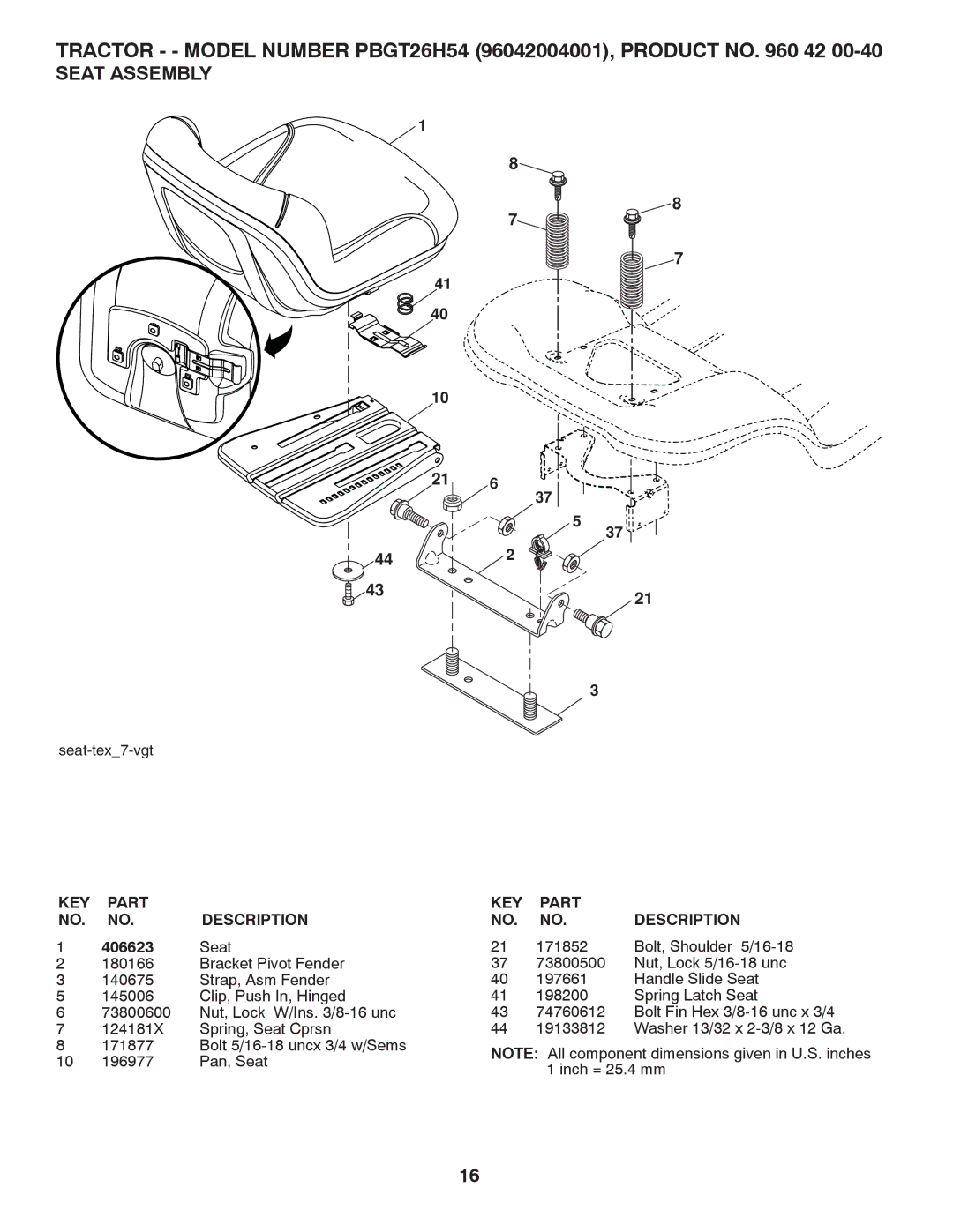 Poulan 96042004001, 960 42 00-40 manual Seat Assembly 