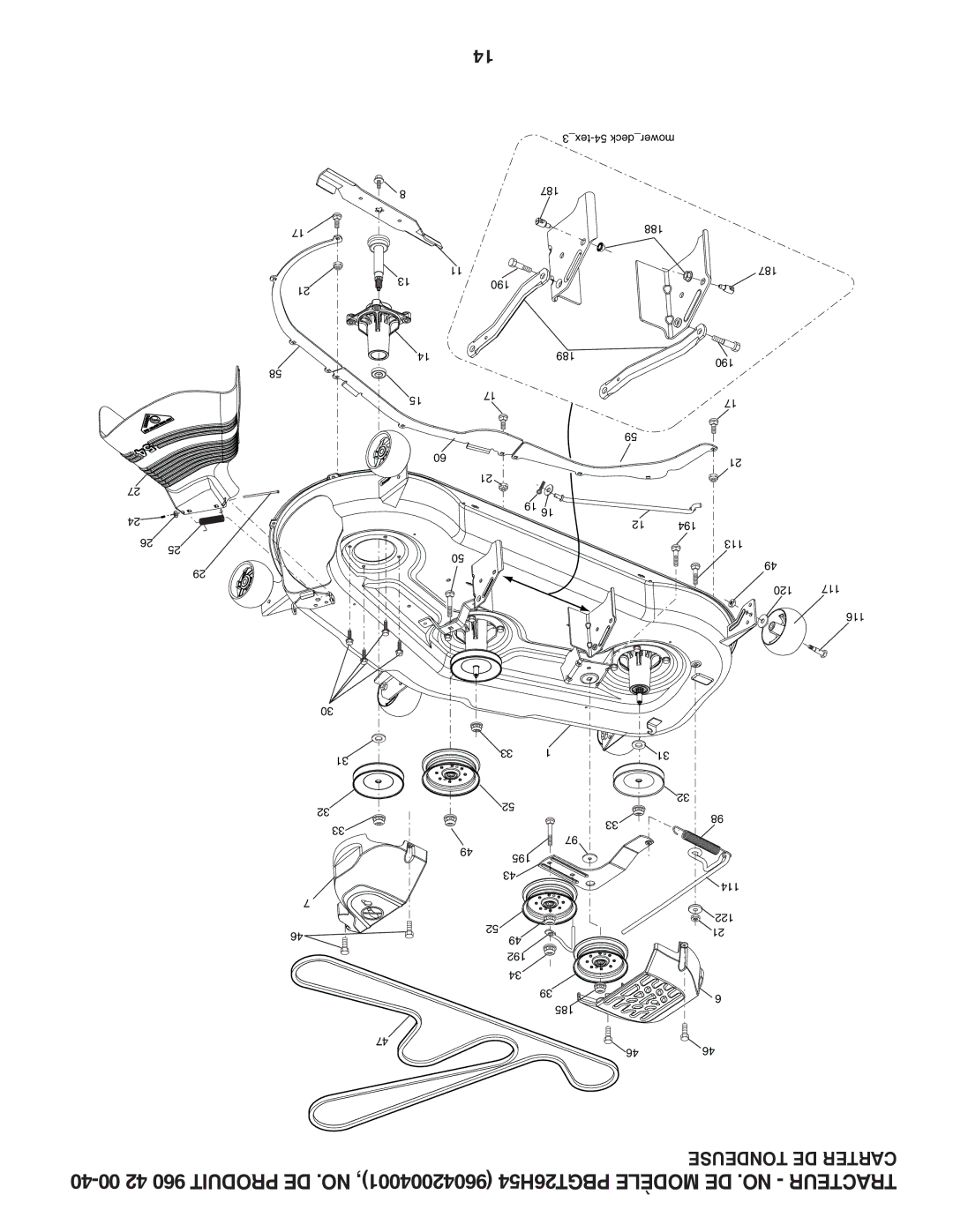 Poulan 960 42 00-40, 96042004001 manual 3tex-54 deckmower 