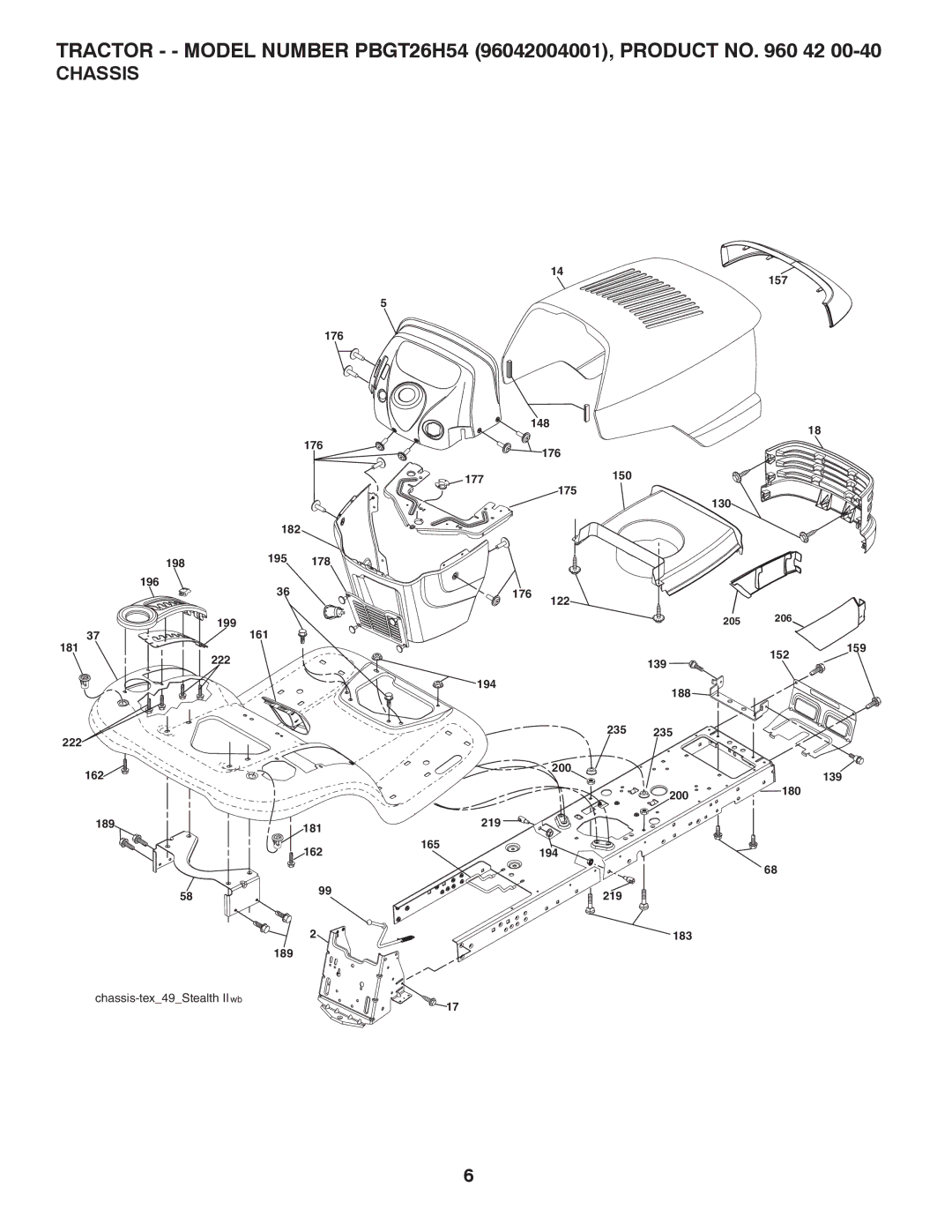 Poulan 96042004001, 960 42 00-40 manual Chassis 