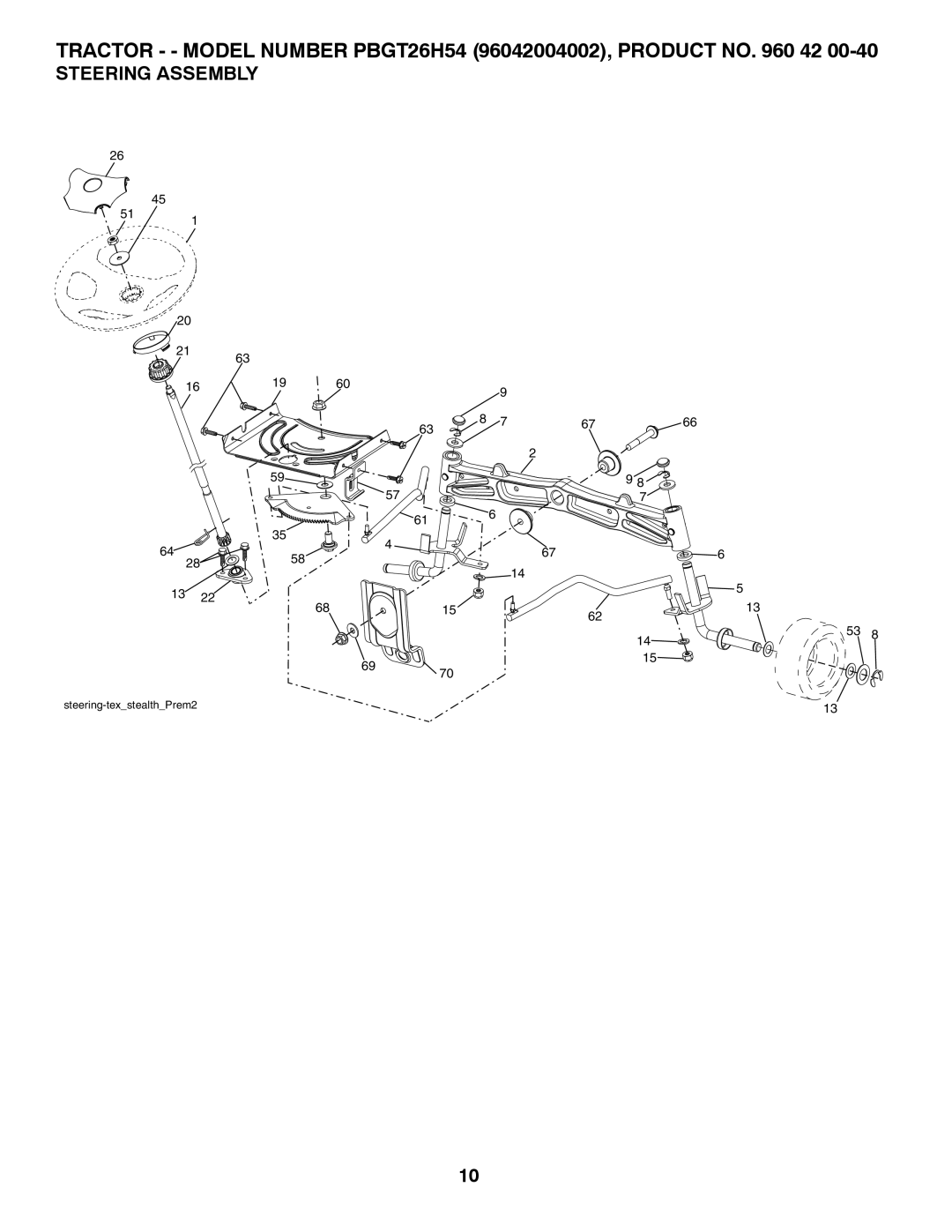 Poulan 96042004002, 417307 manual Steering Assembly 