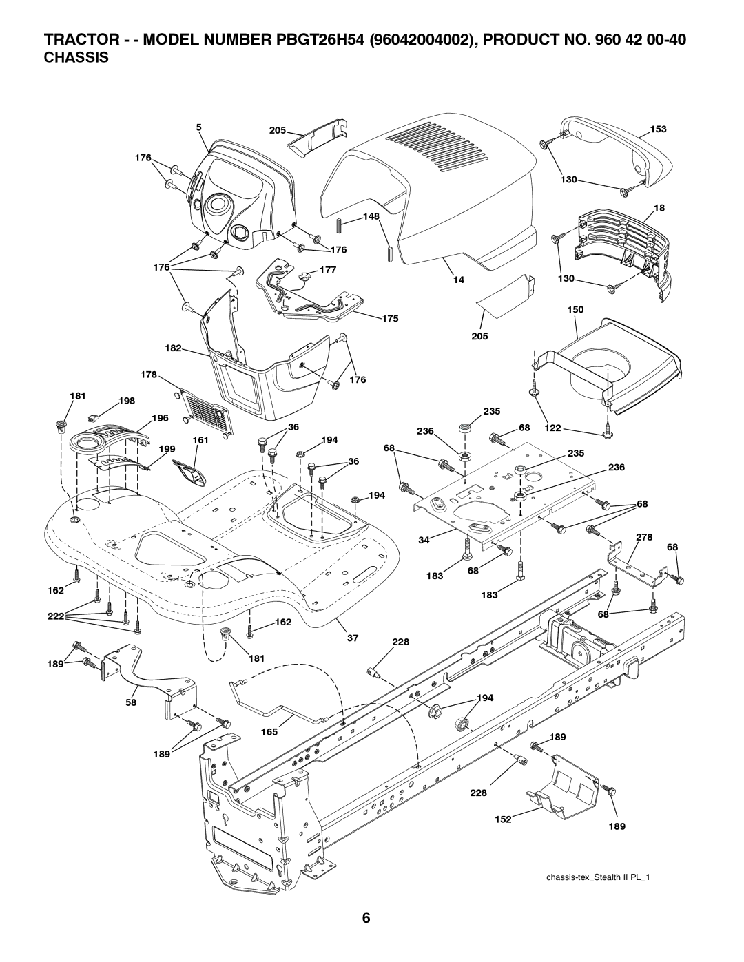 Poulan 96042004002, 417307 manual Chassis 