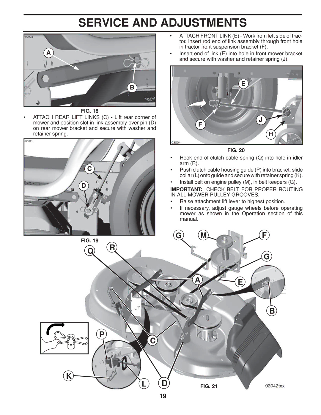 Poulan 96042004100 manual Install belt on engine pulley M, in belt keepers G 