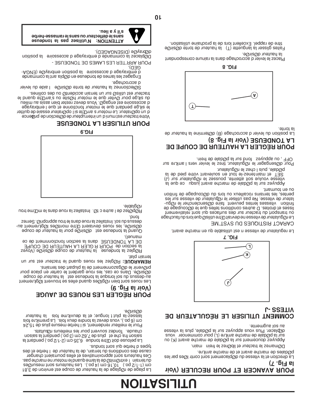 Poulan 96042004100 manual Tondeuse LA Utiliser Pour, Vitess, DE Régulateur LE Utiliser Comment, Fig la 