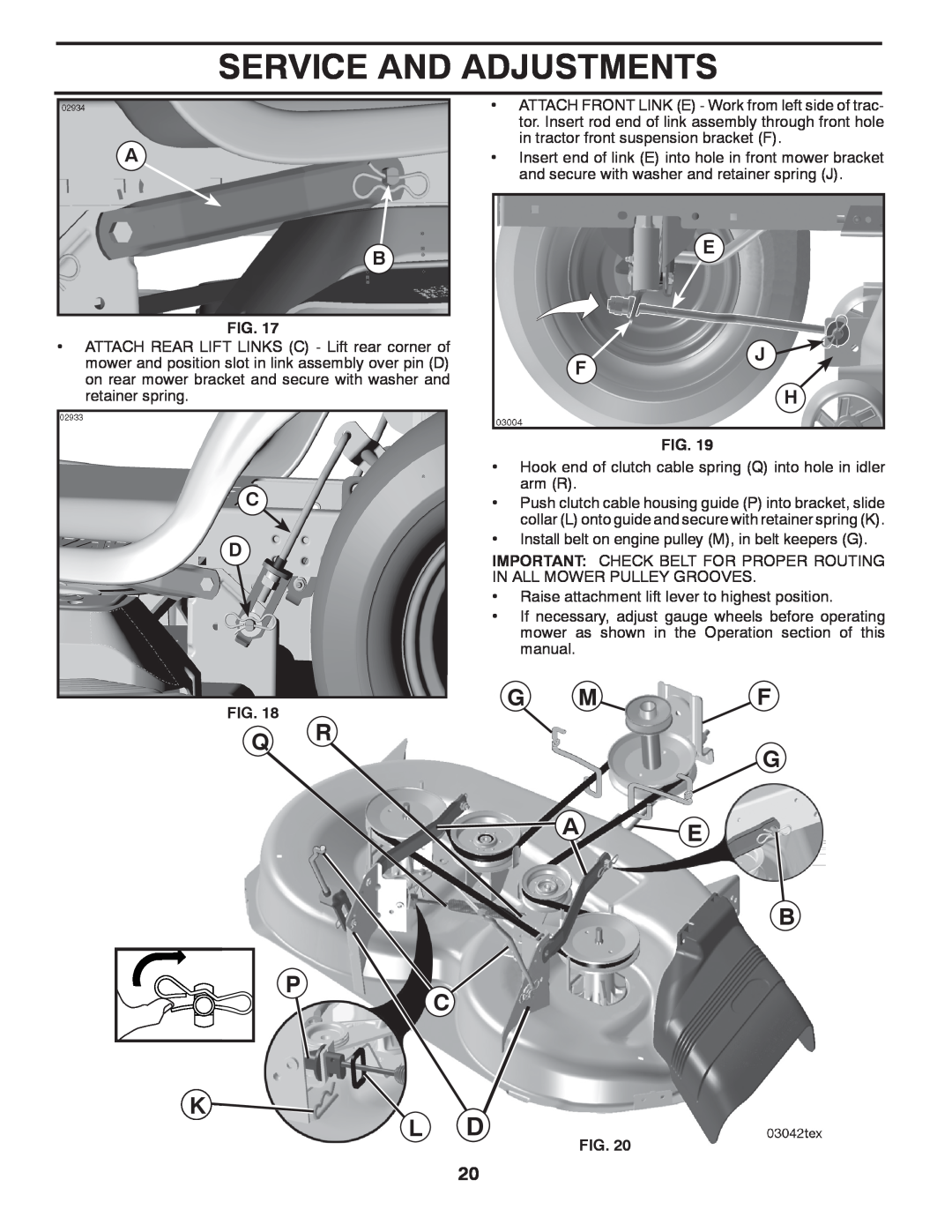 Poulan 96042004700, 418769 manual Service And Adjustments, G Mf, A E B C 