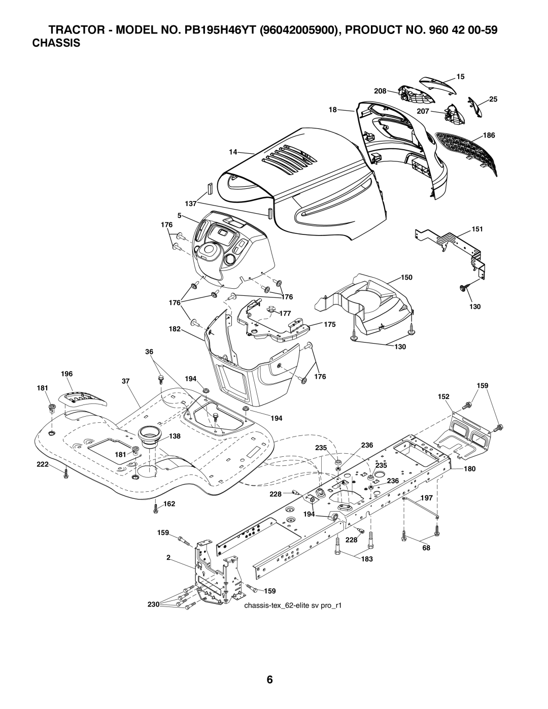 Poulan 96042005900 manual Chassis 