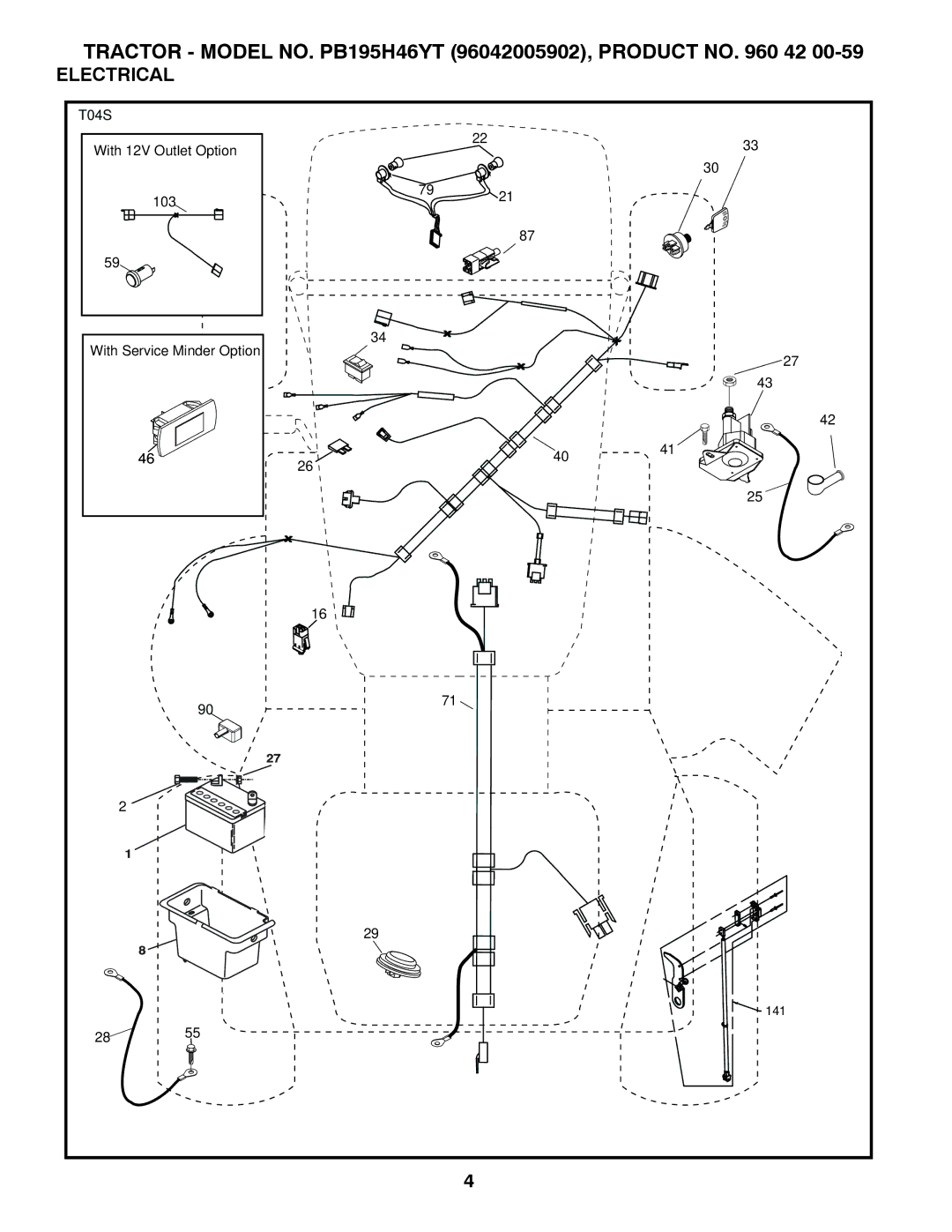 Poulan 96042005902 manual Electrical 