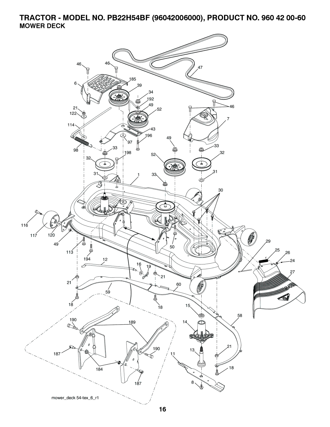 Poulan 96042006000 manual Mower Deck 