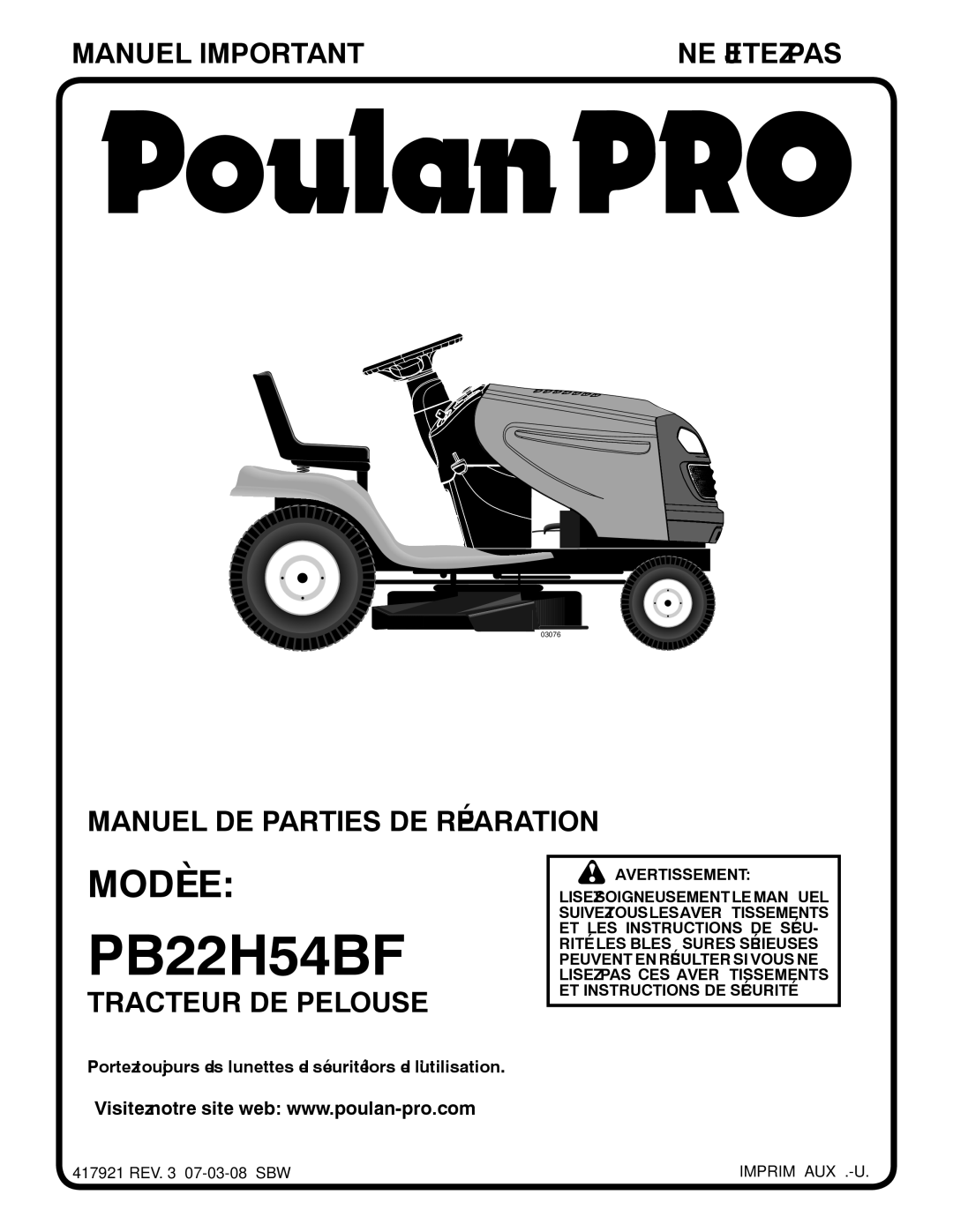 Poulan 96042006000 manual PB22H54BF 