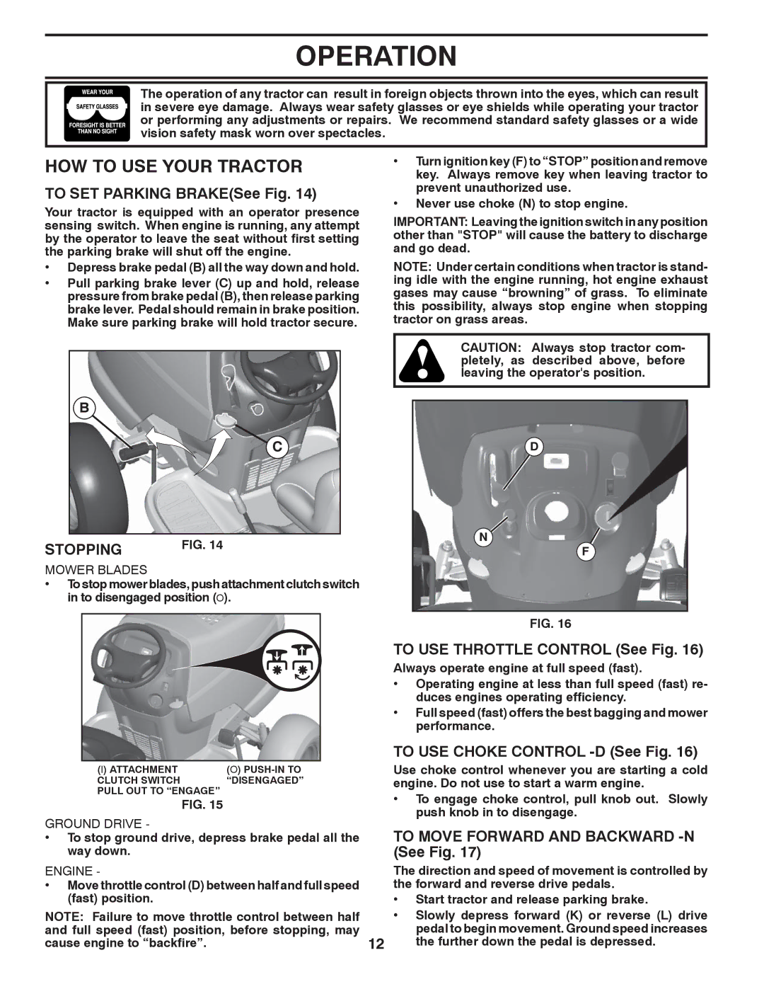 Poulan 96042006001 manual HOW to USE Your Tractor, Stopping 