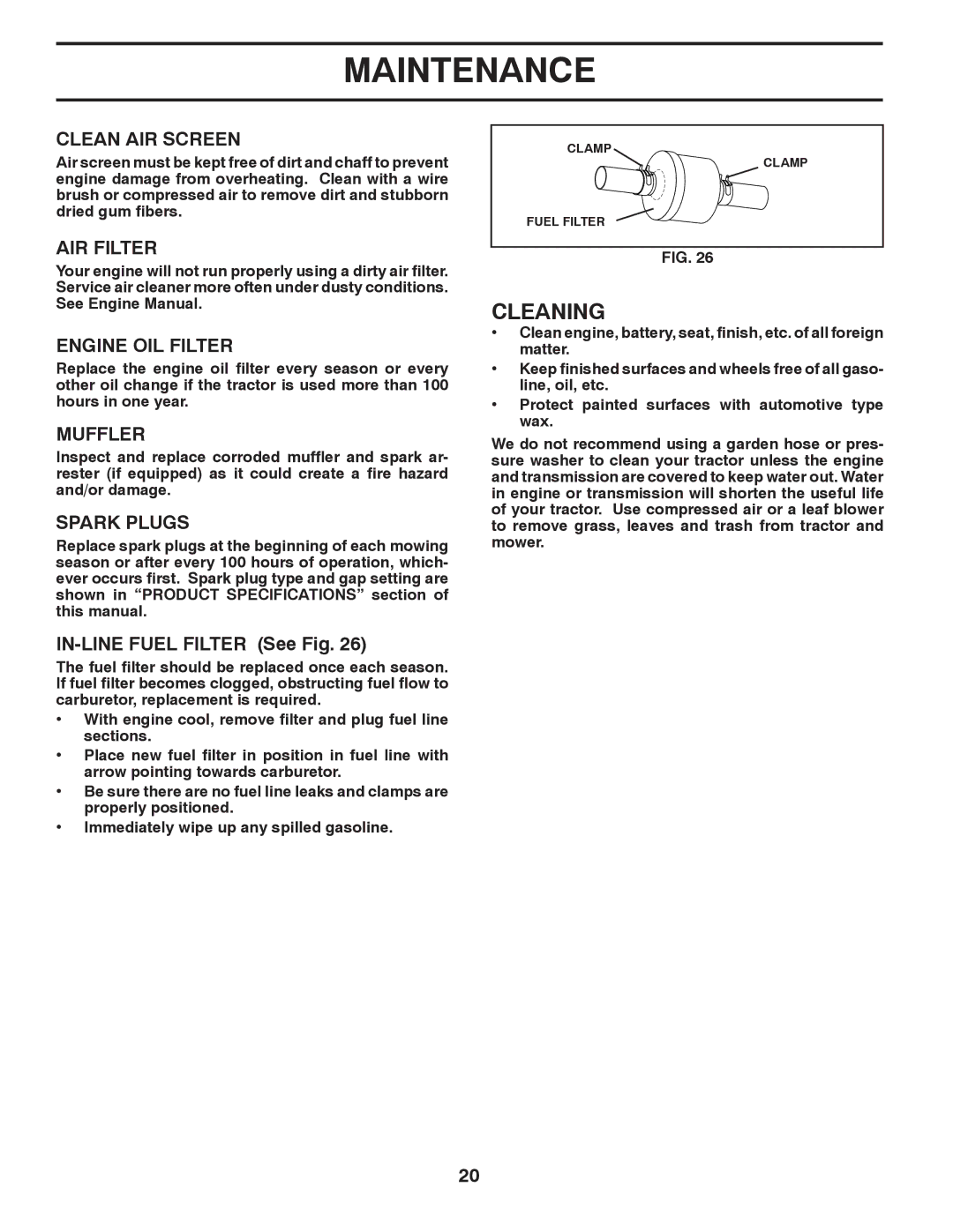 Poulan 96042006001 manual Cleaning 