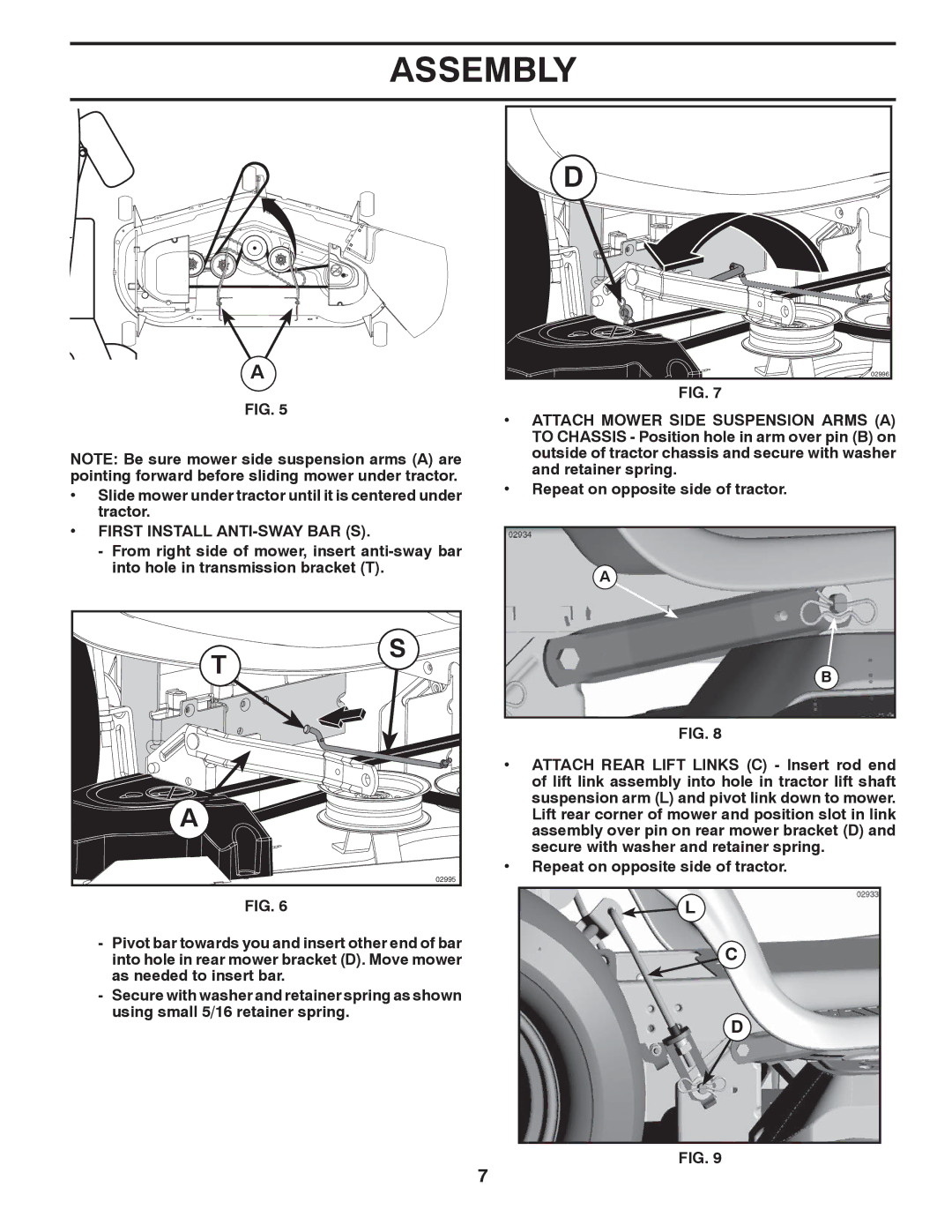 Poulan 96042006001 manual Attach Mower Side Suspension Arms a, First Install ANTI-SWAY BAR S 