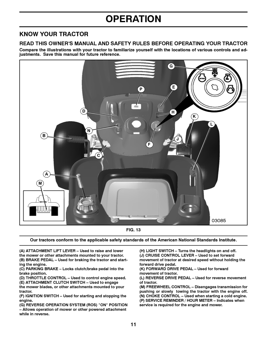 Poulan 425858, 9604200602 manual Know Your Tractor, Reverse Operation System ROS on Position 