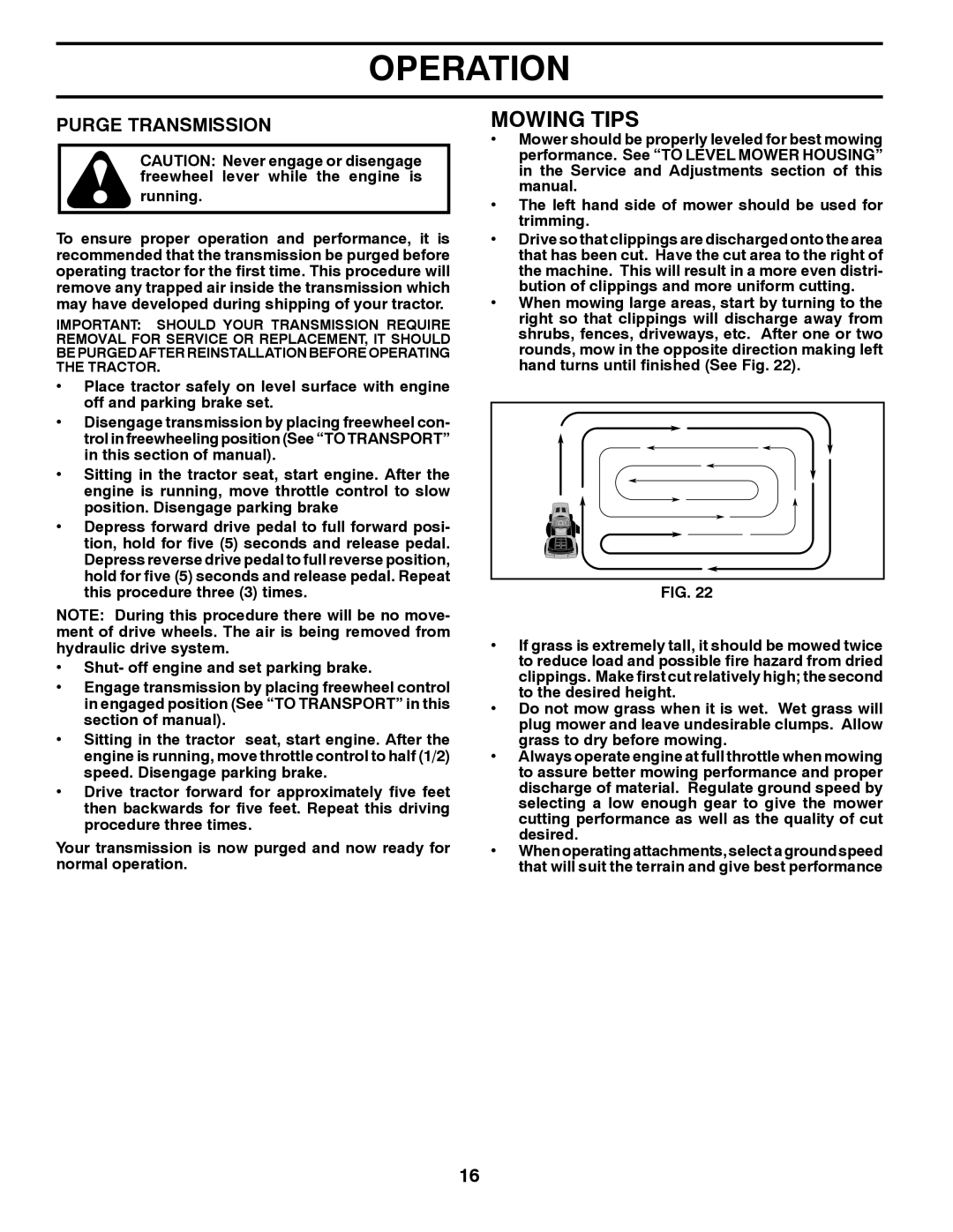 Poulan 9604200602, 425858 manual Mowing Tips, Purge Transmission 