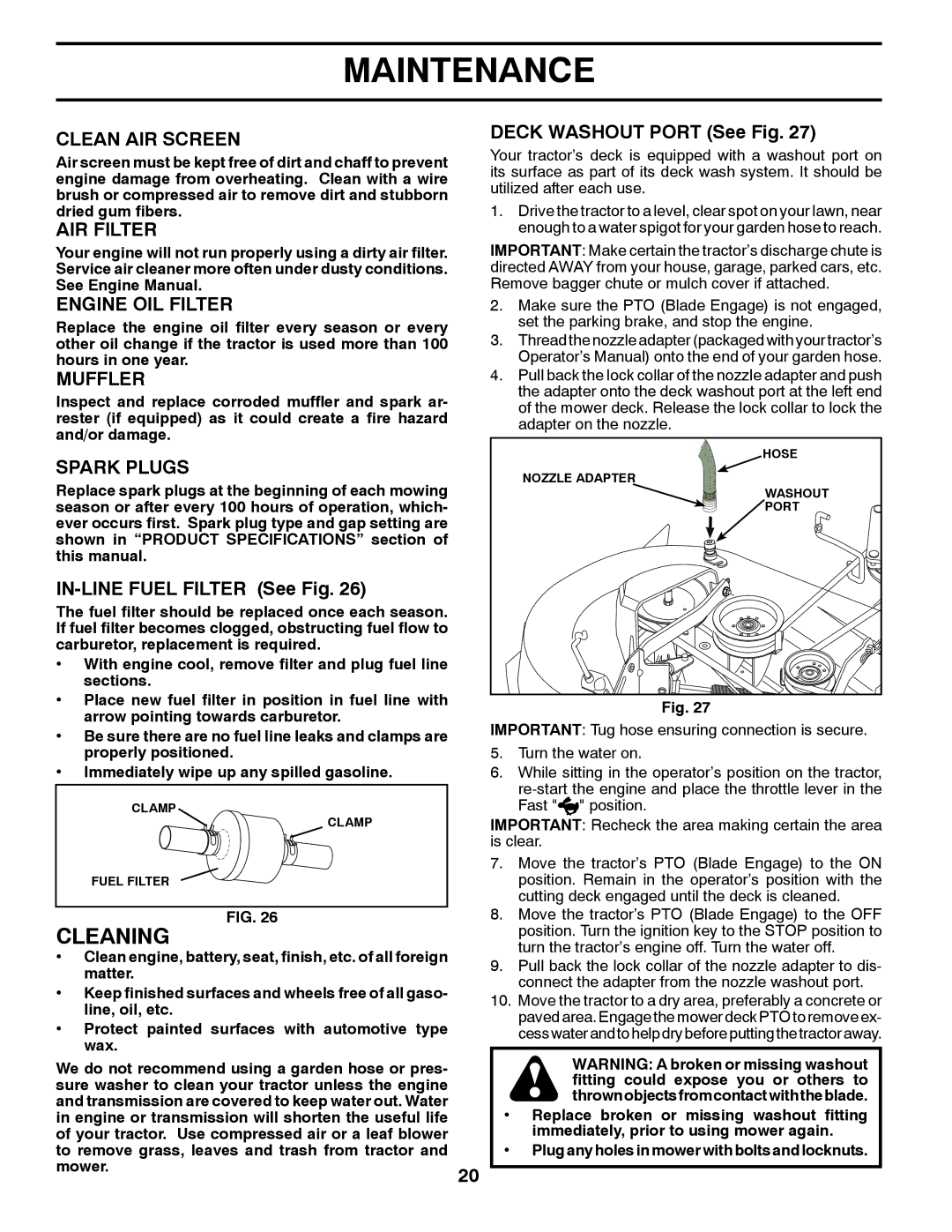 Poulan 9604200602, 425858 manual Cleaning 