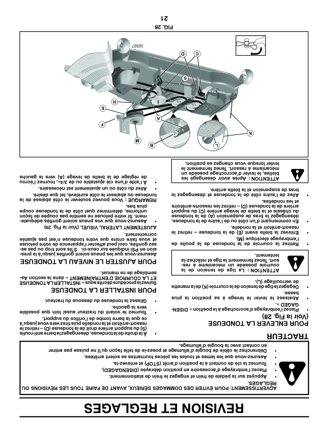 Poulan 9604200602 Fig la Voir, Tondeuse LA Niveau LE Ajuster Pour, Tondeuse LA Installer Pour, Tondeuse LA Enlever Pour 