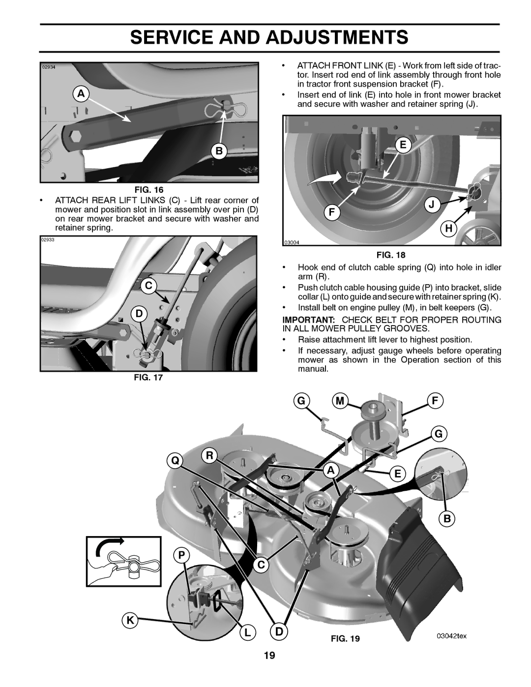 Poulan PB19546LTX, 96042006600, 418767 manual Install belt on engine pulley M, in belt keepers G 