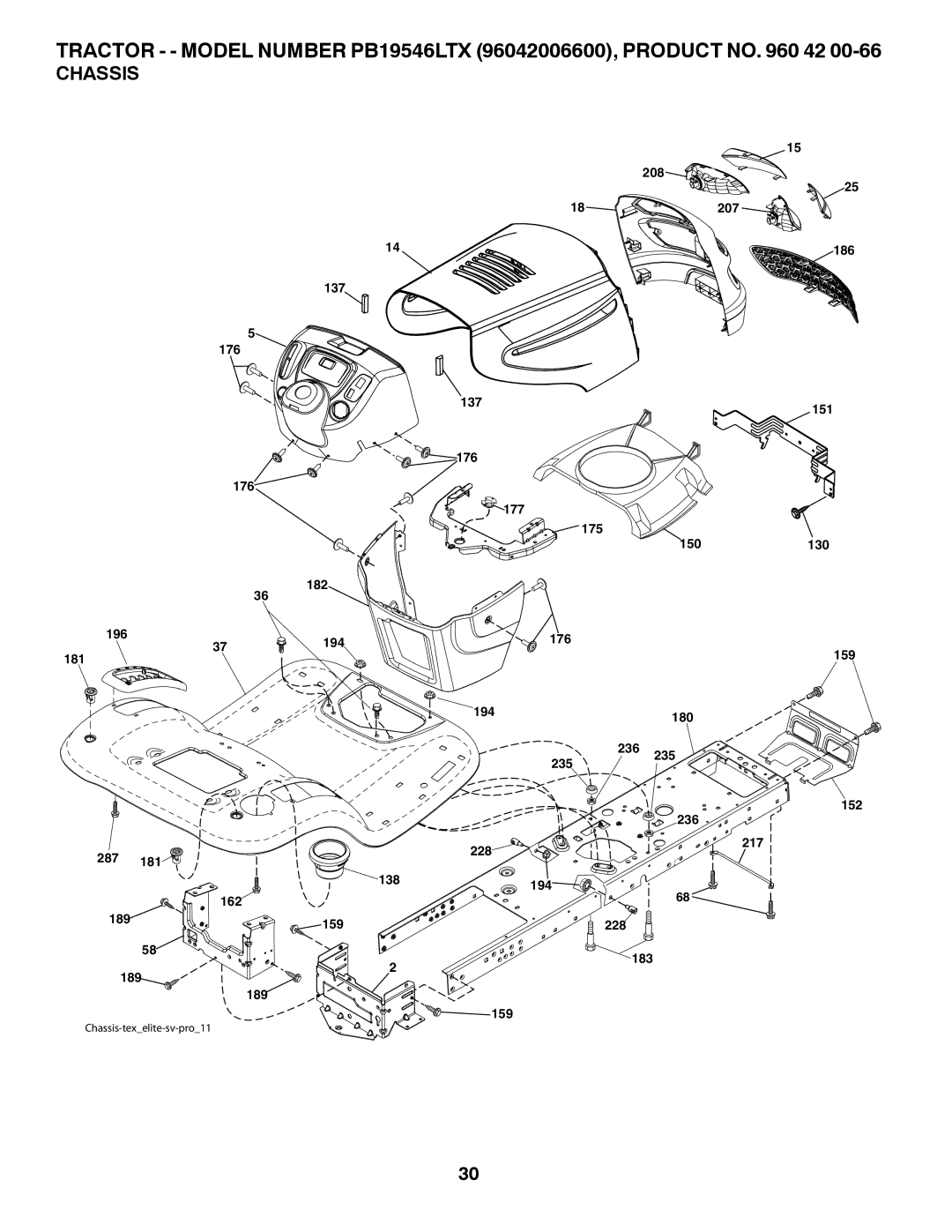 Poulan 96042006600, PB19546LTX, 418767 manual Chassis 